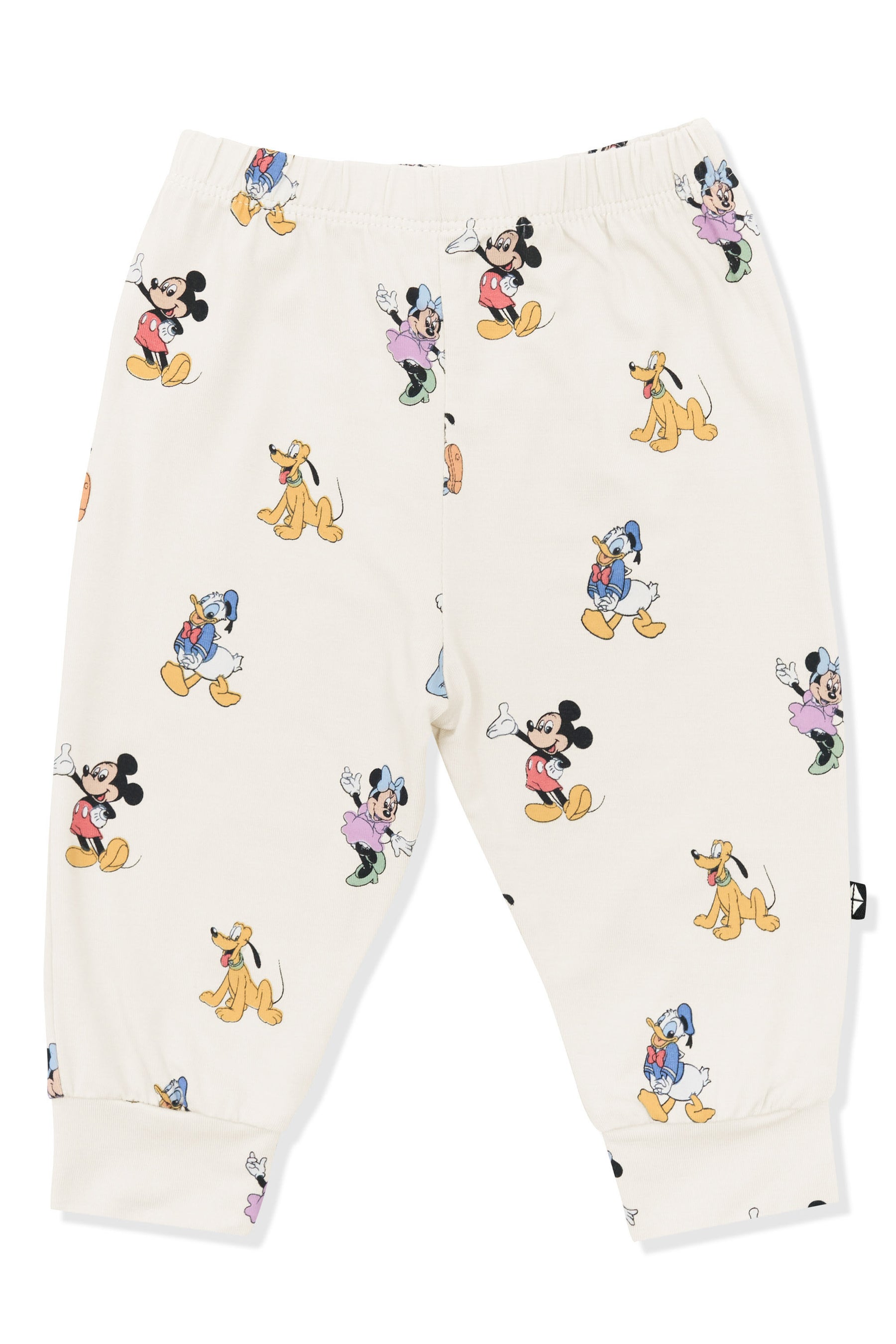 Pant with Mickey Mouse and Friends print on an oat background
