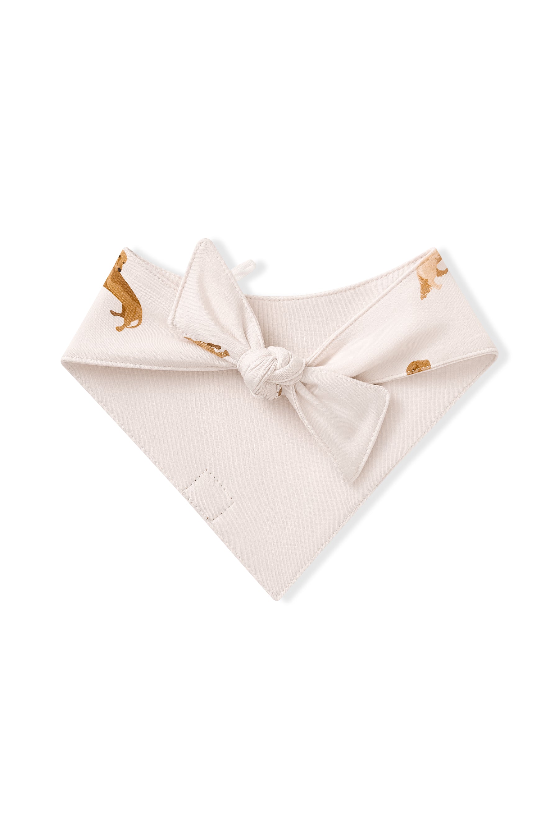 Back side of Beige Dog Bandana in Dachshund print on a white background