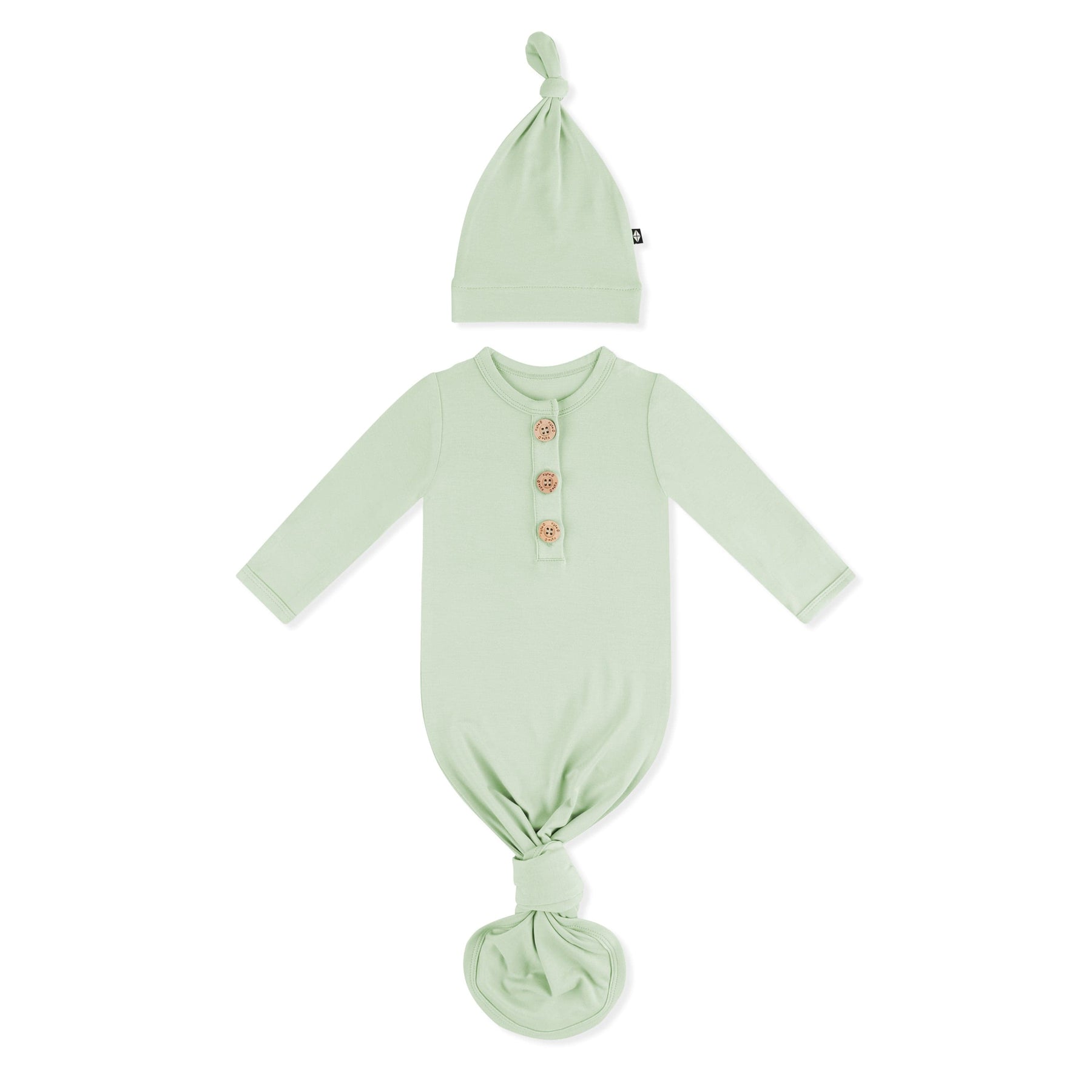 Product photo of the Knotted Gown with Hat Set in Basil