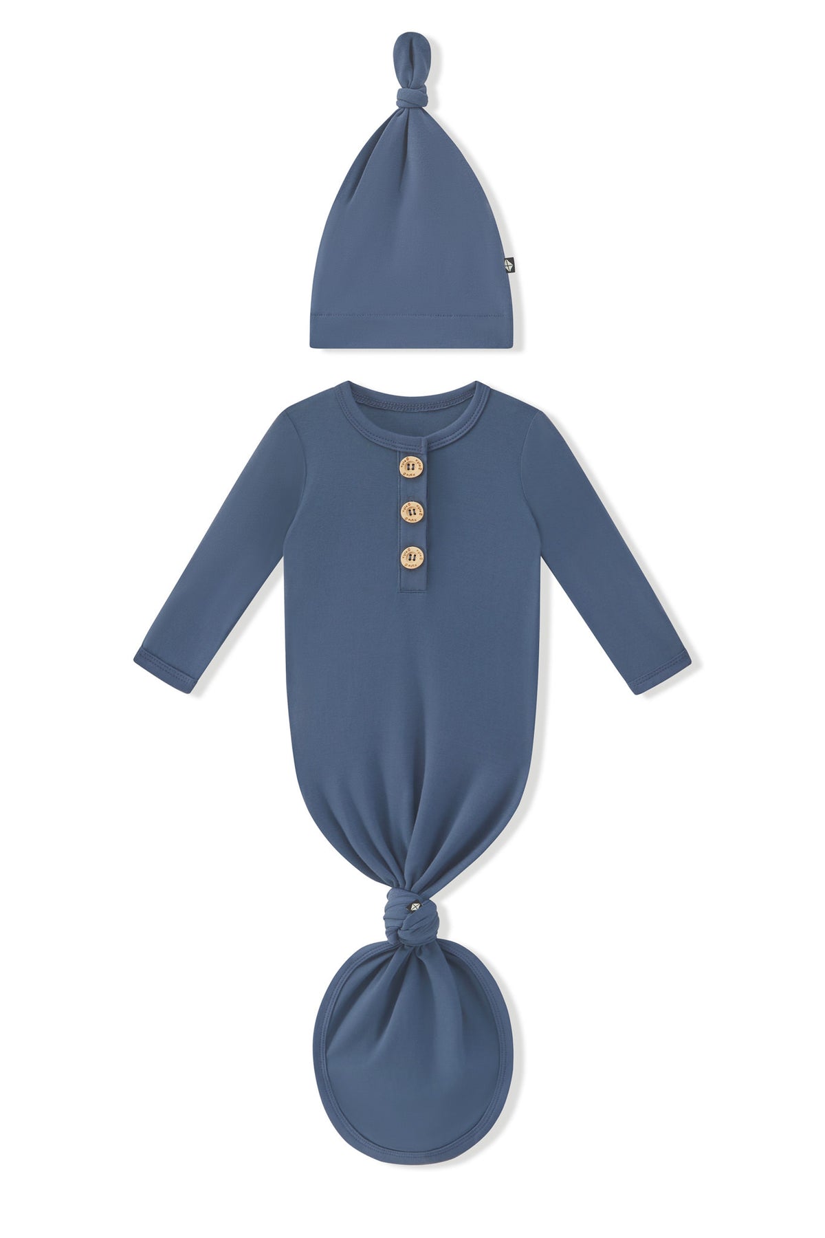 Knotted Day Gown with Hat Set in Oxford on a white background