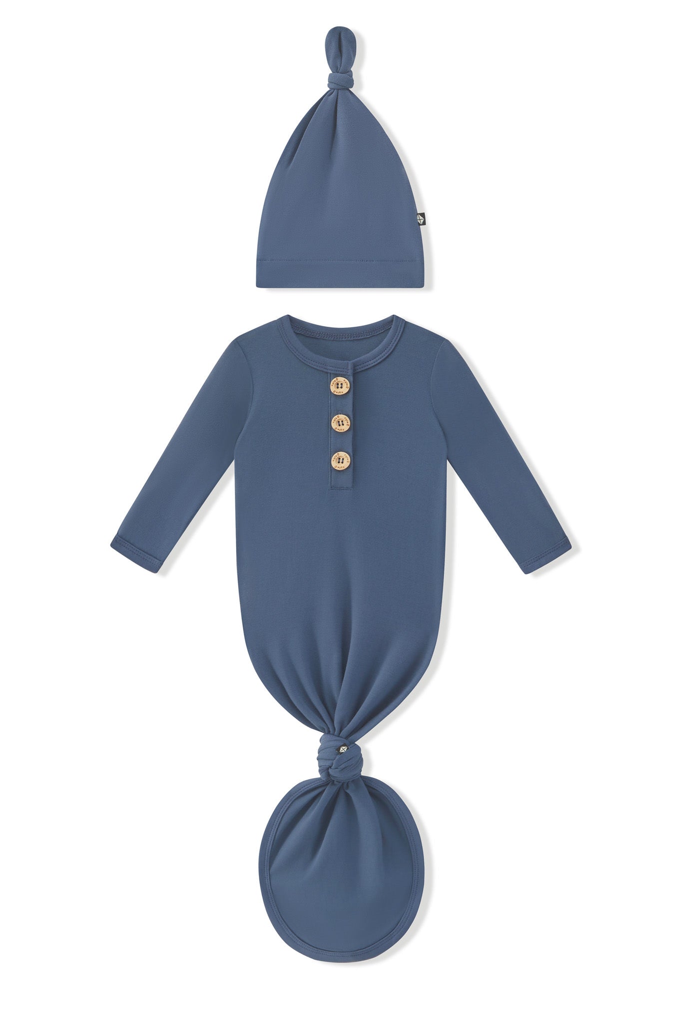 Knotted Day Gown with Hat Set in Oxford on a white background