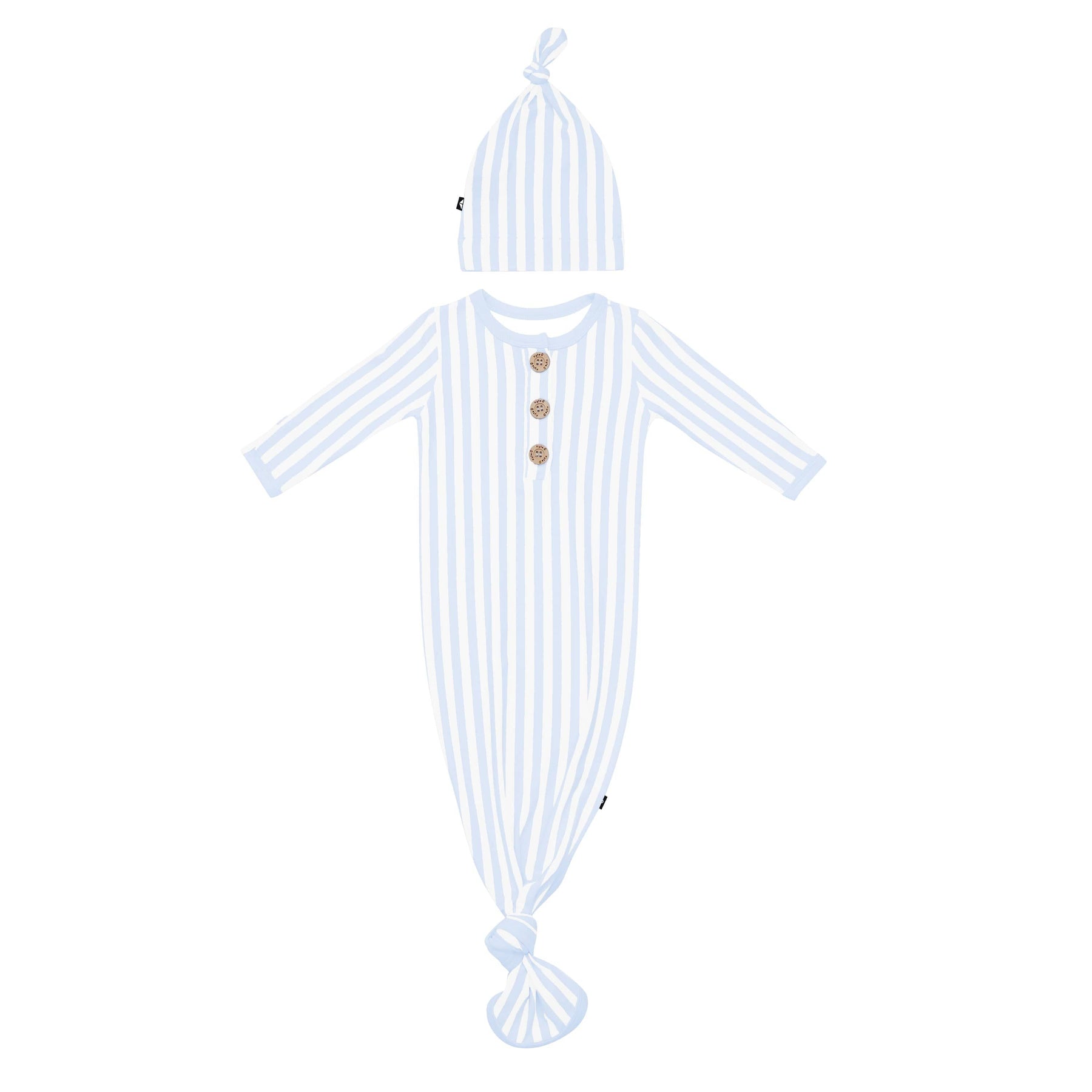 Product photo of the Knotted Gown with Hat Set in Small Mist Stripe
