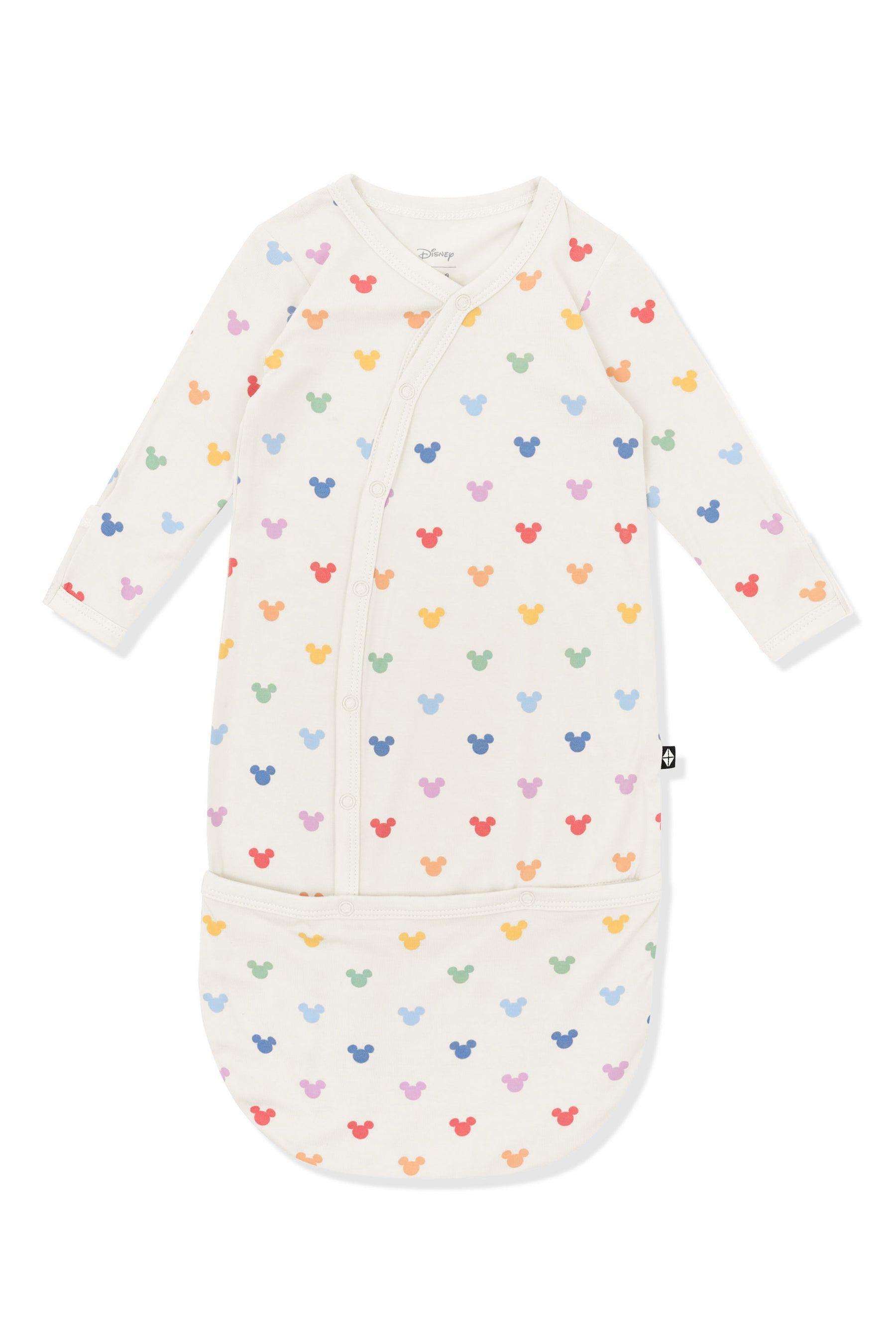 Bundler with pastel mickey mouse pattern on an oat background