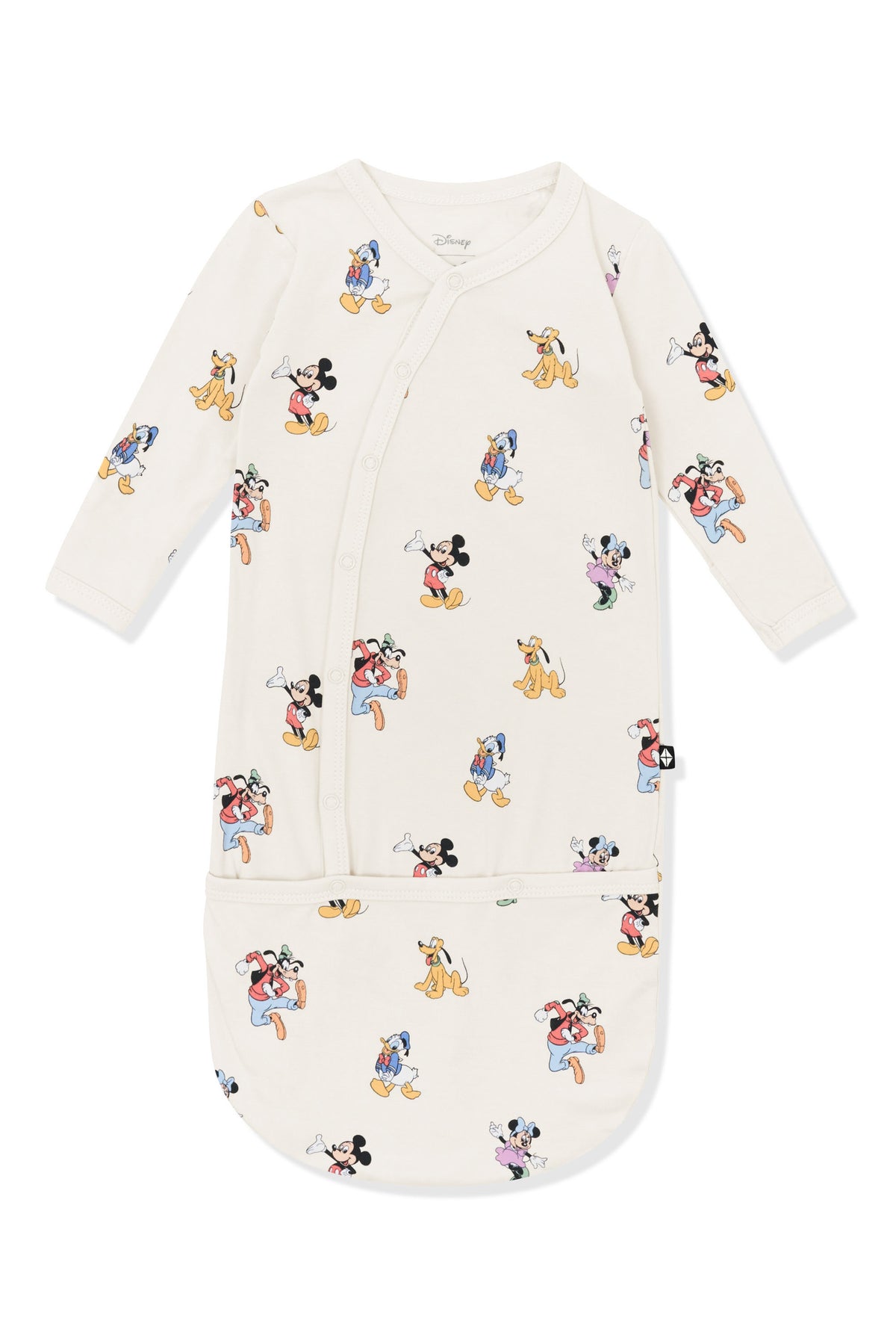 Bundler with mickey mouse and friends print on an oat background