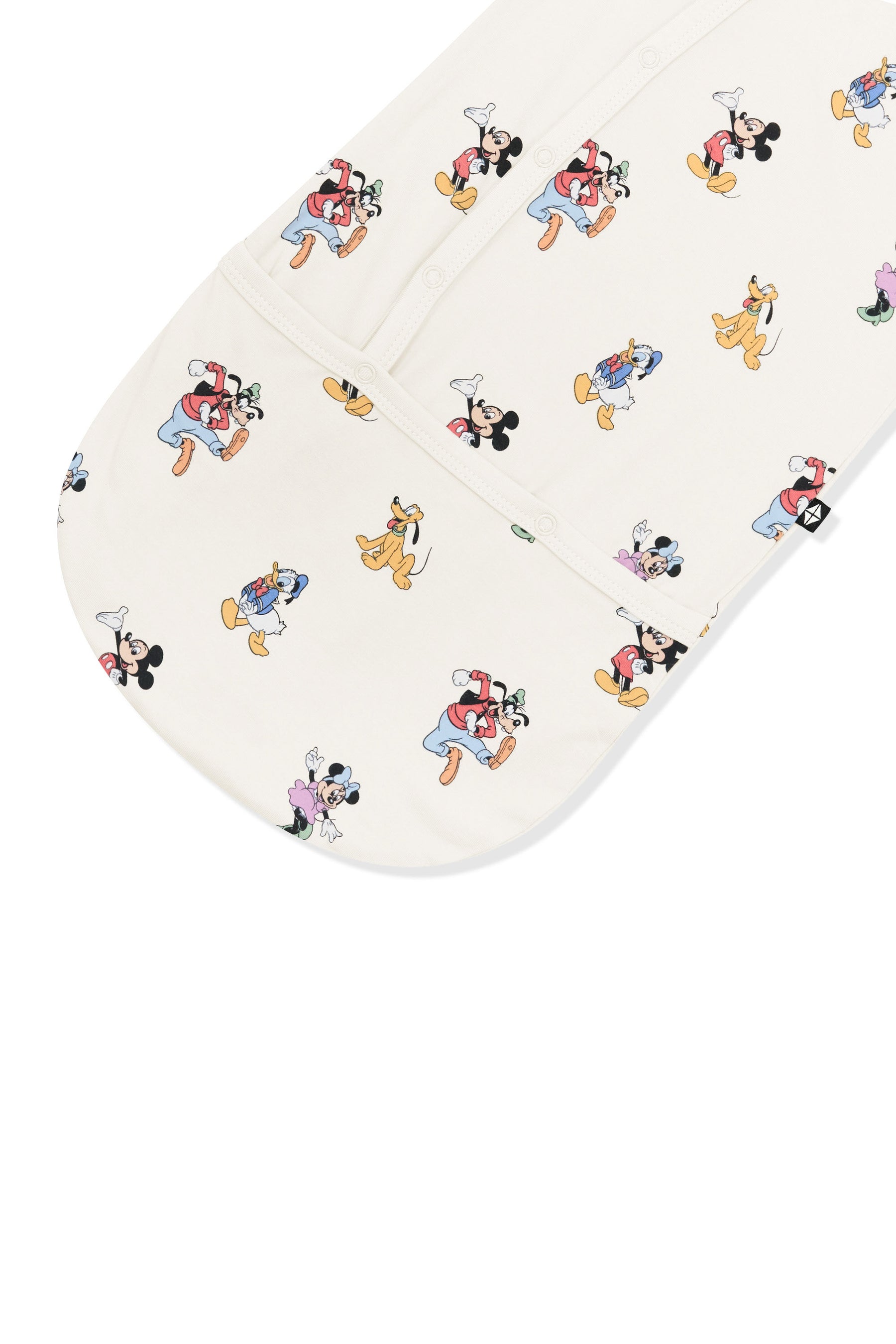 Bottom part of bundler with mickey mouse and friends print on an oat background