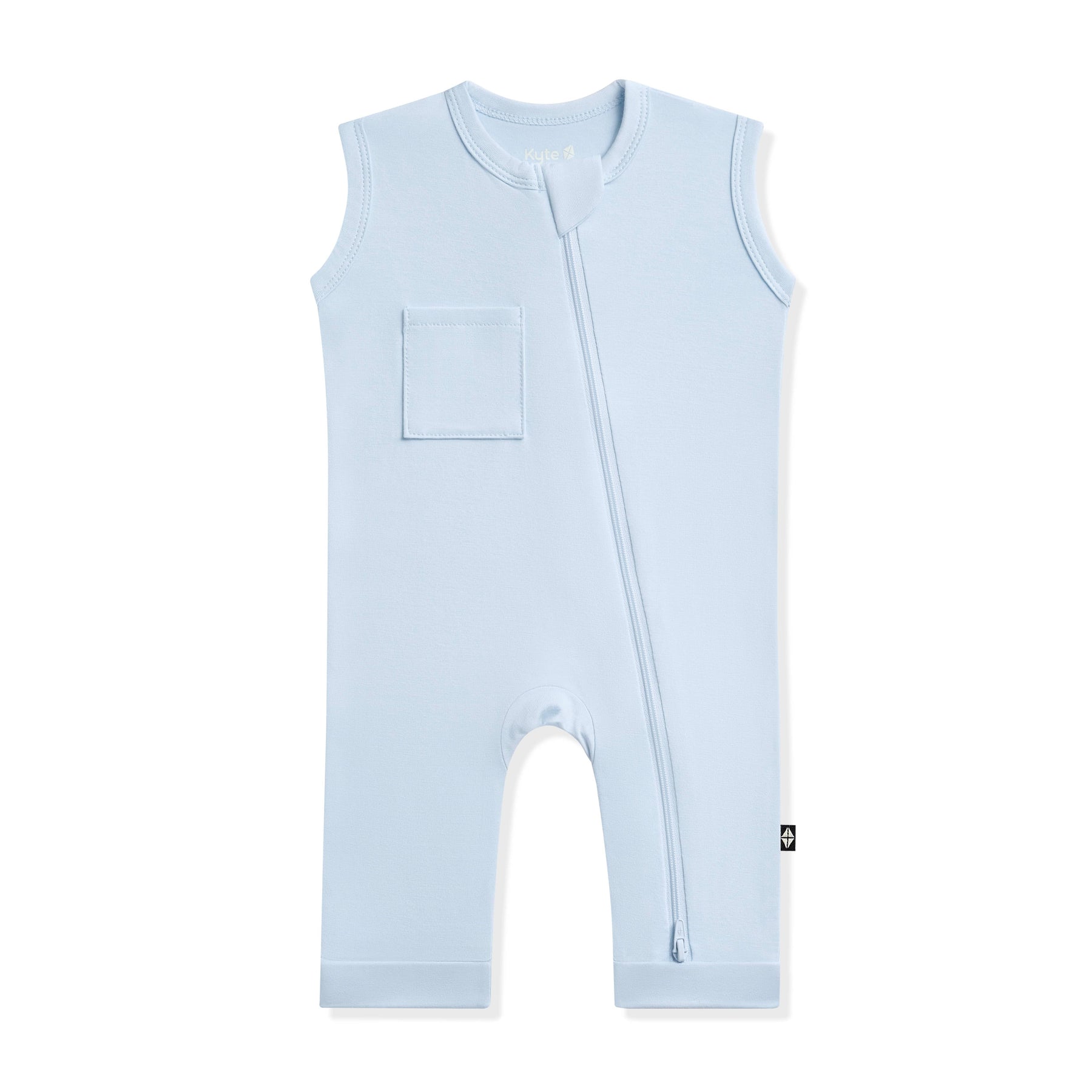 Product photo of the Zippered Sleeveless Romper in Breeze