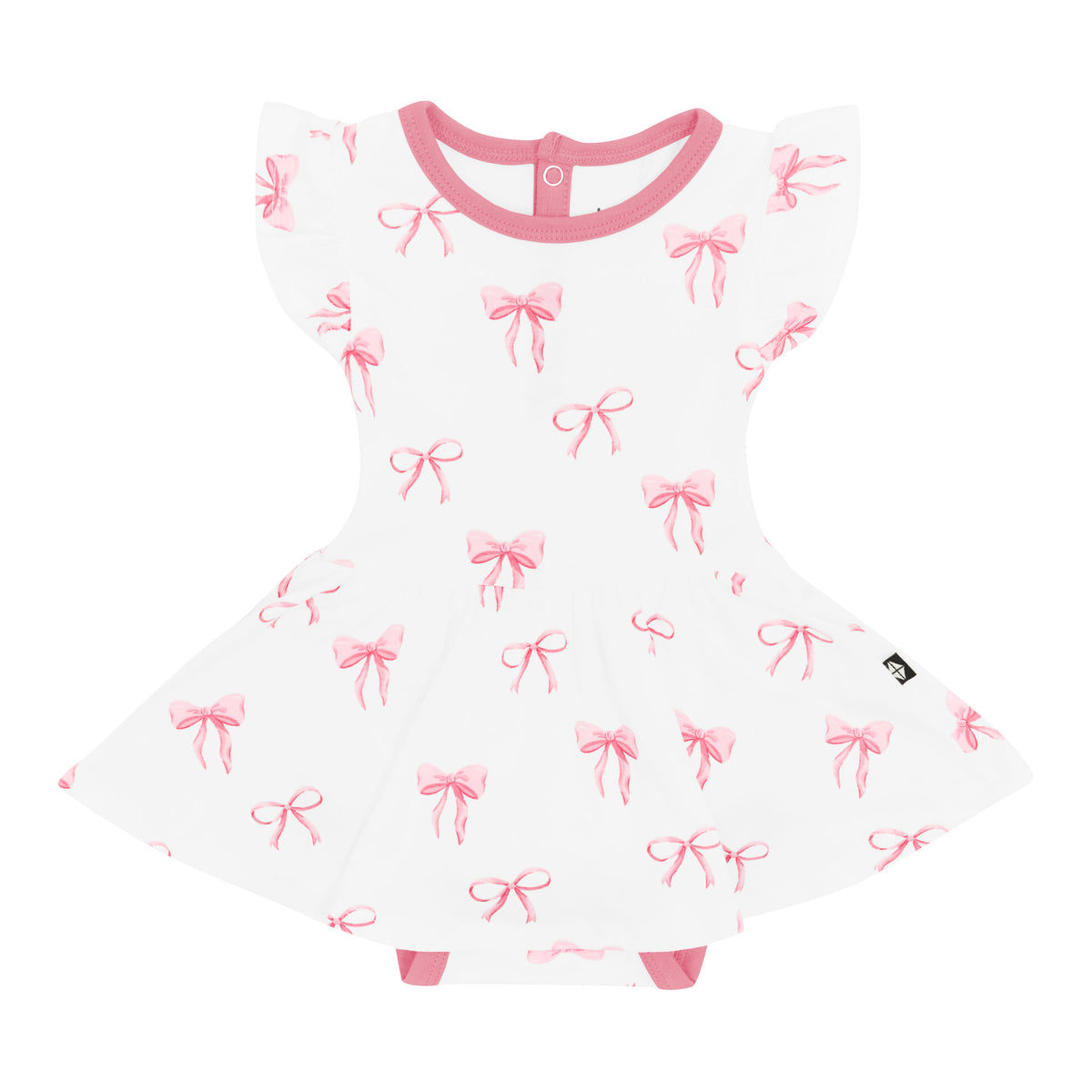 Pink Twirl Bodysuit Dress in Bow