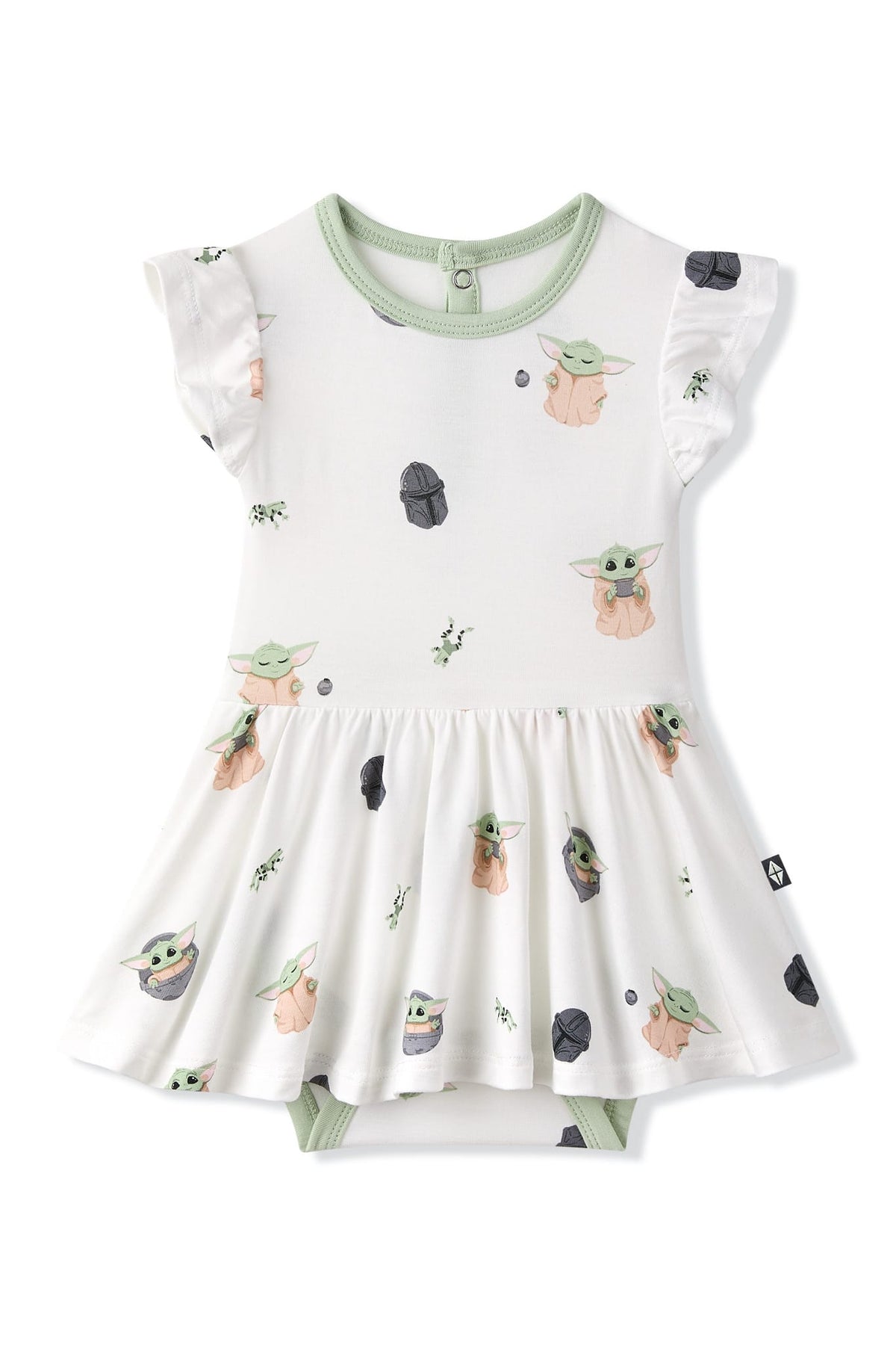 Product photo of the Twirl Bodysuit Dress in Grogu™ on a white surface