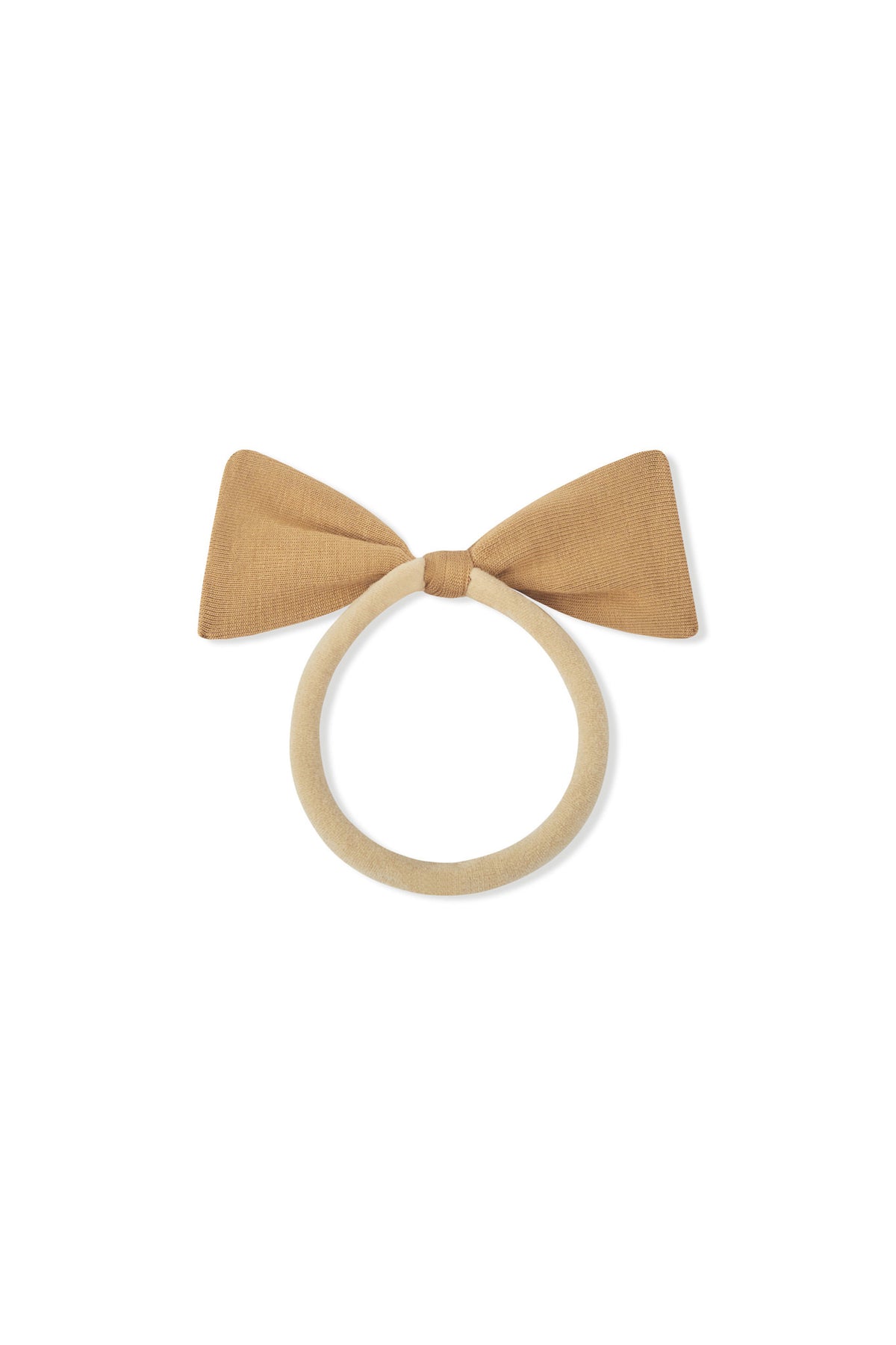 Tiny Nylon Bow in Ochre on a white background