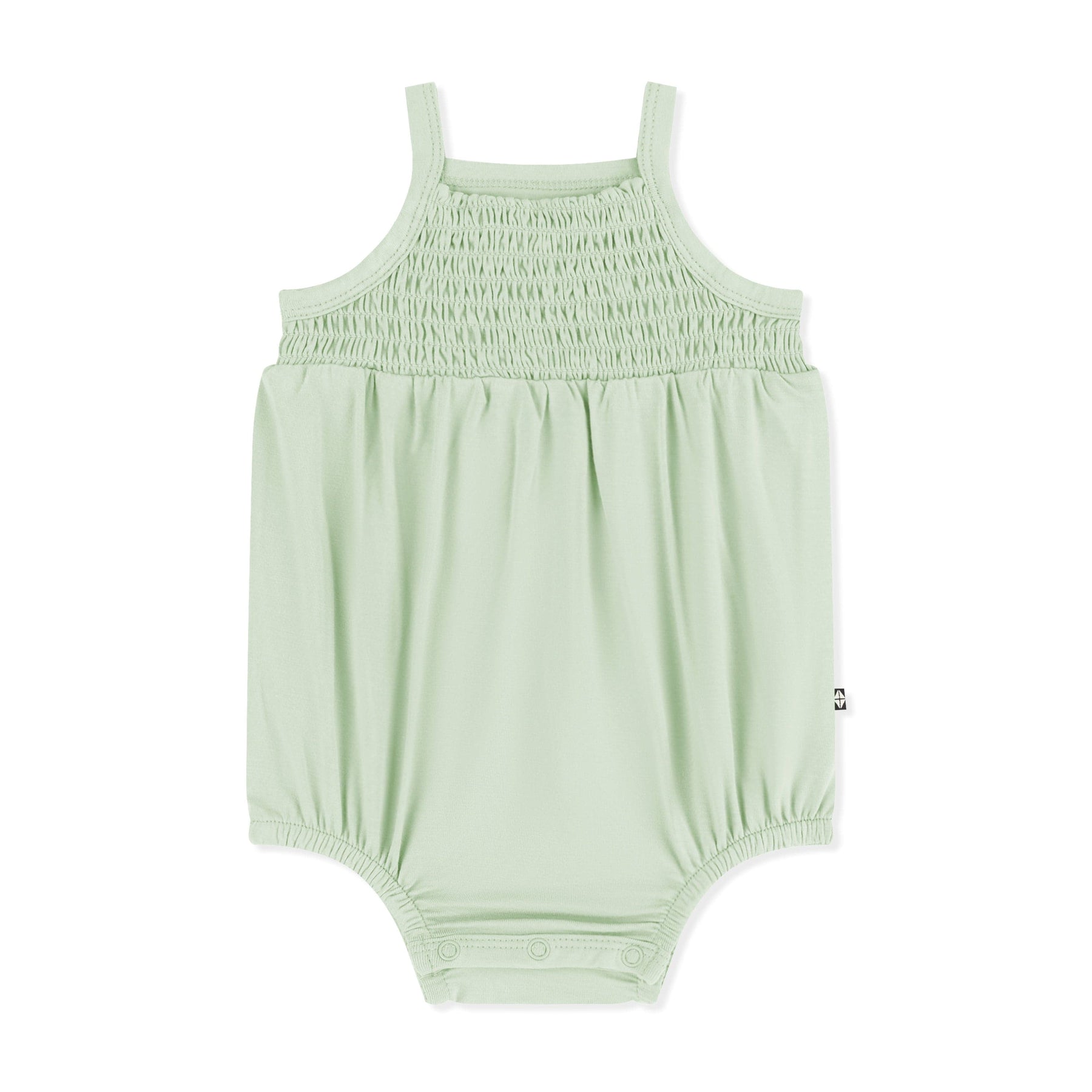 Product photo of the Smocked Bubble Romper in Basil