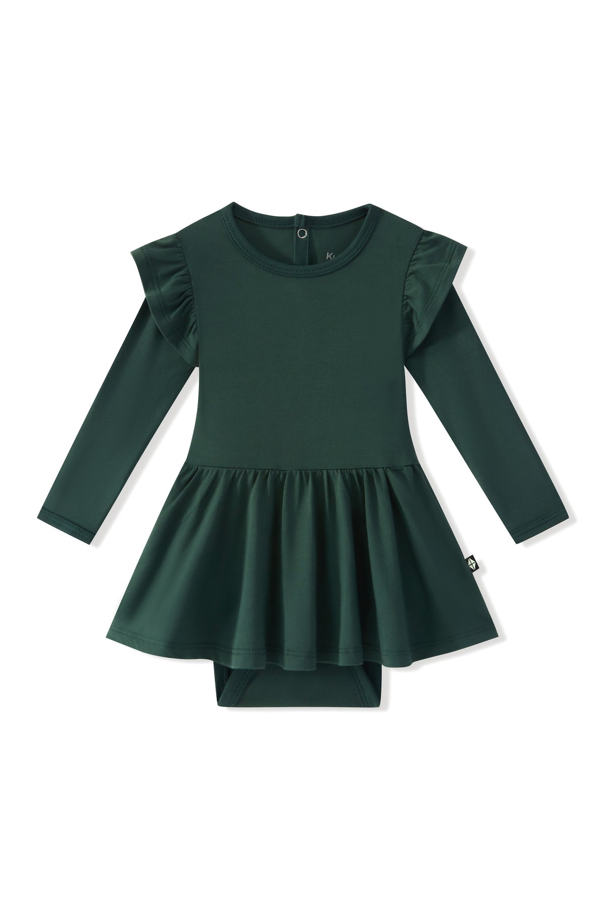 Long Sleeve Twirl Bodysuit Dress in Cypress