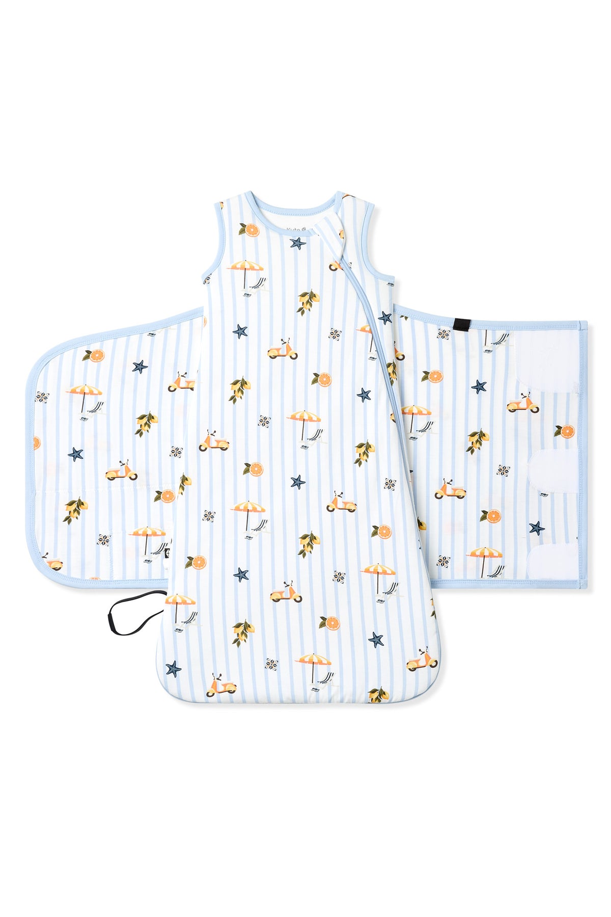 Sleep Bag Swaddler in Amalfi Coast 1.0 shown unswaddled on white background