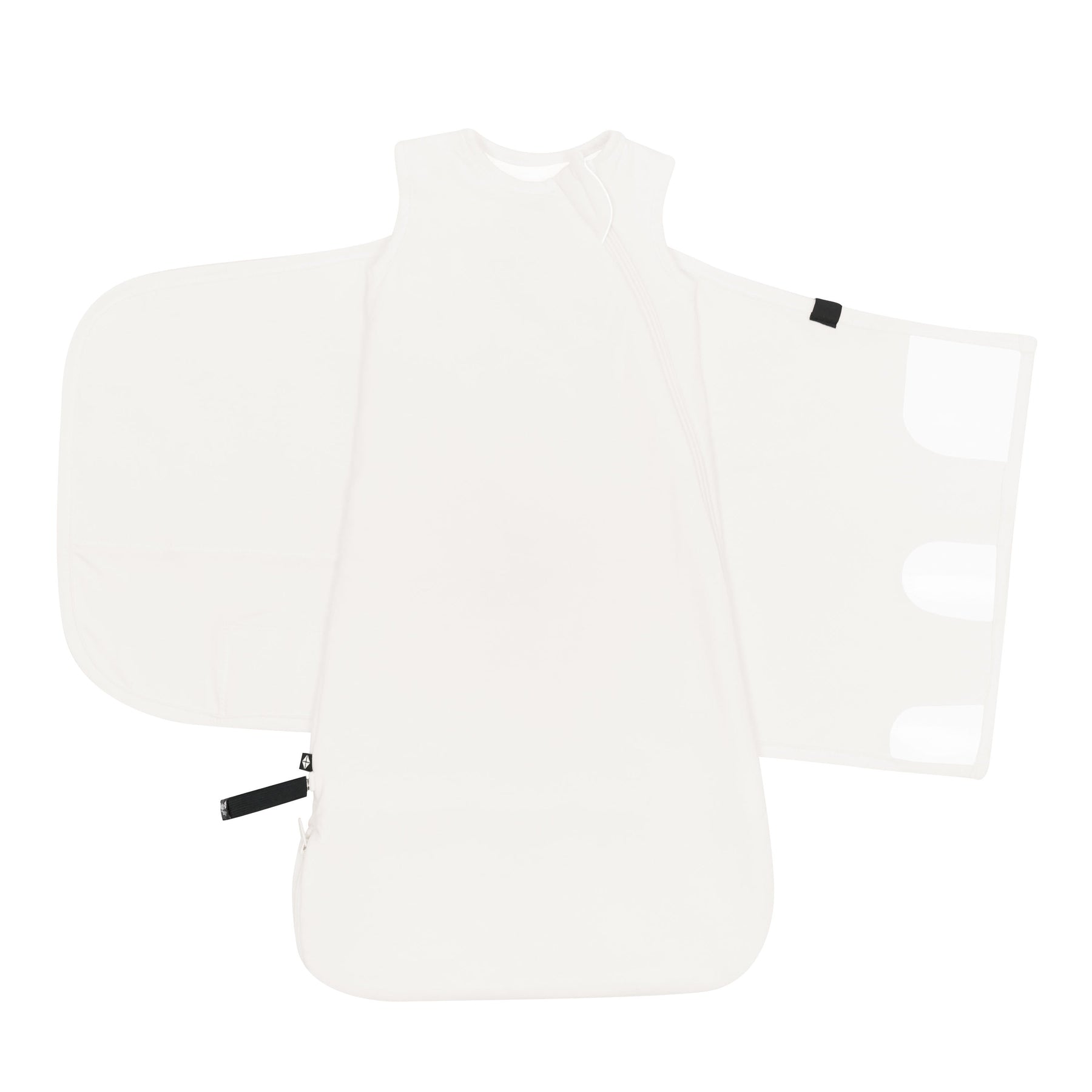 Sleep Bag Swaddler in Cloud 1.0 shown unswaddled with the elastic band visible as well as the adjustable velcro on the swaddle portion