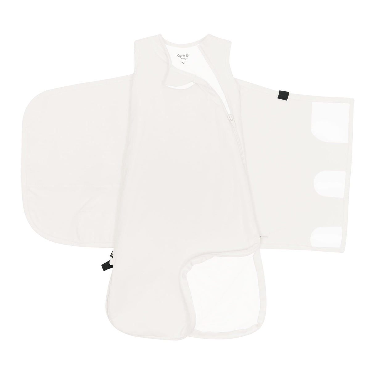 Sleep Bag Swaddler in Cloud 1.0 showing the double zipper function on the top and bottom zipper track