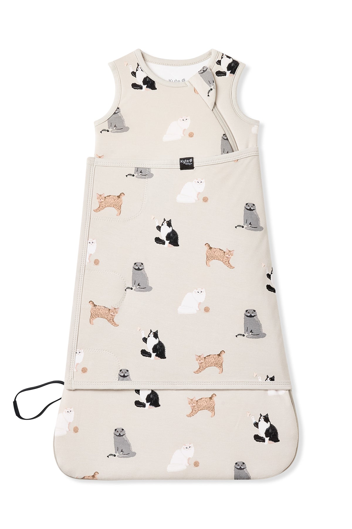 Sleep Bag Swaddler in Fluffy Cat 1.0 shown swaddled