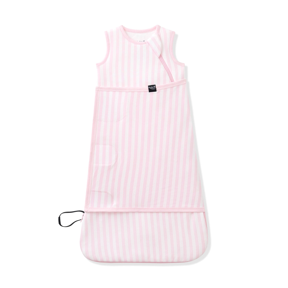 Sleep Bag Swaddler in Small Sakura Stripe 1.0 shown swaddled