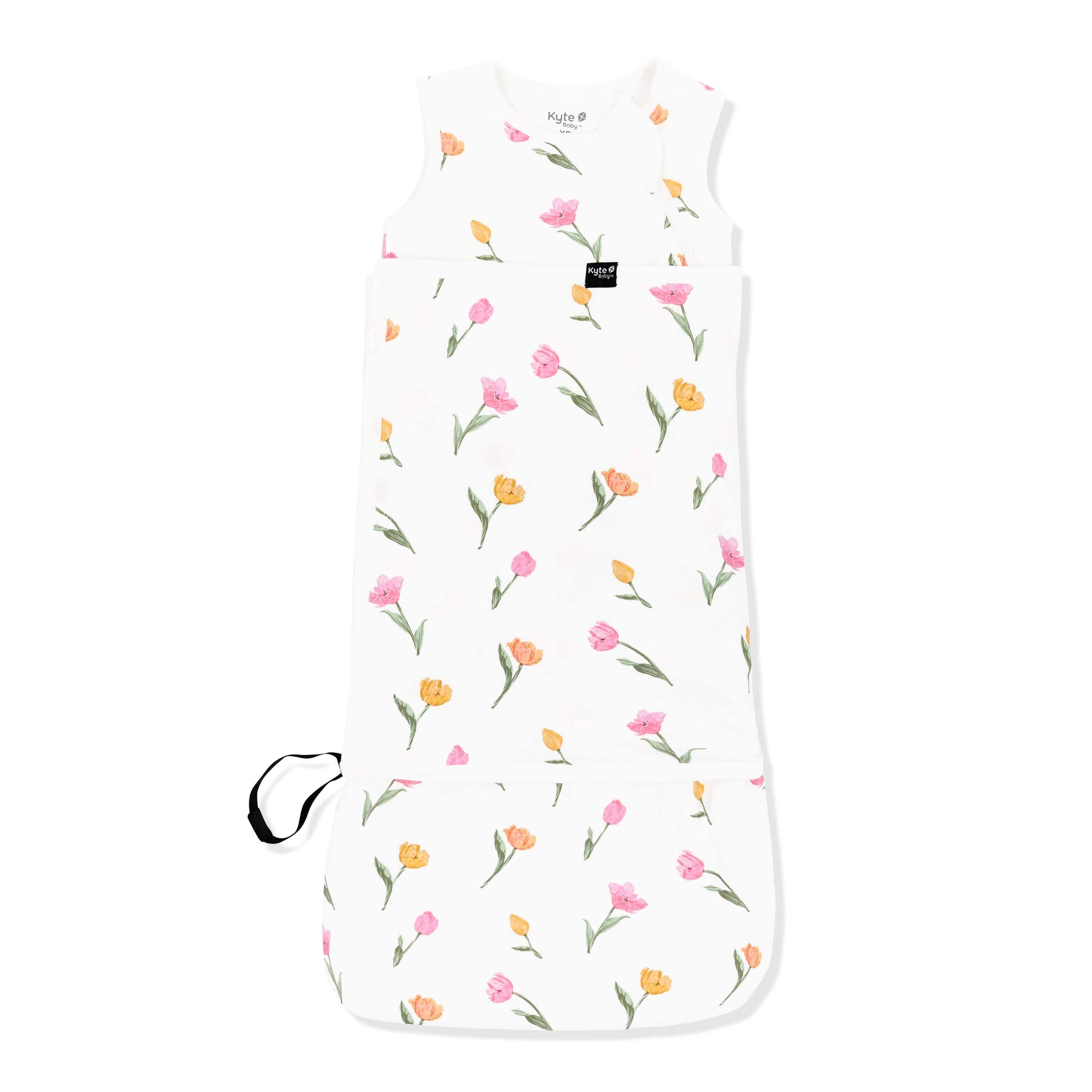 Sleep Bag Swaddler in Tulip 1.0 shown swaddled