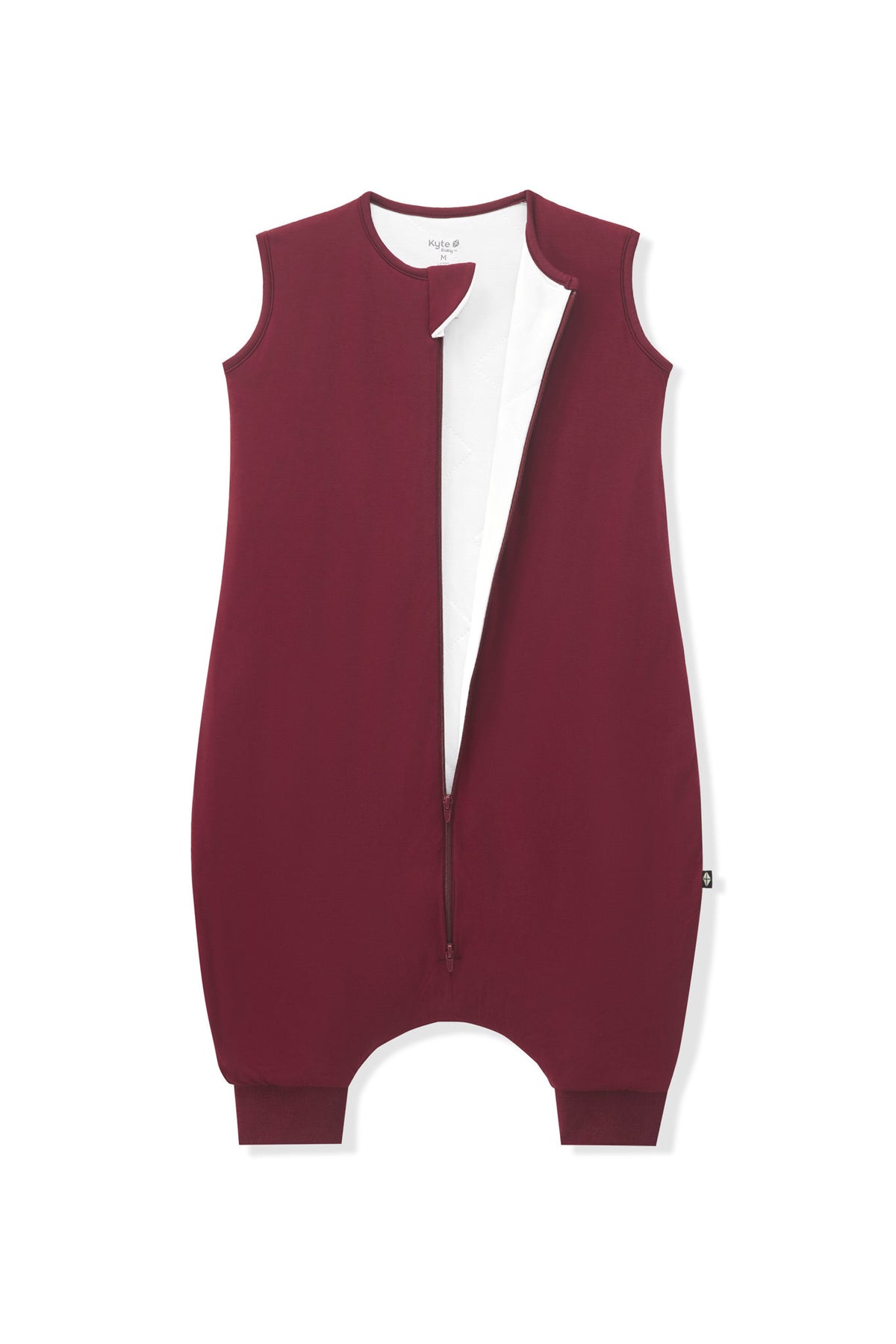 Sleep Bag Walker in Burgundy 1.0 shown unzipped on a white background