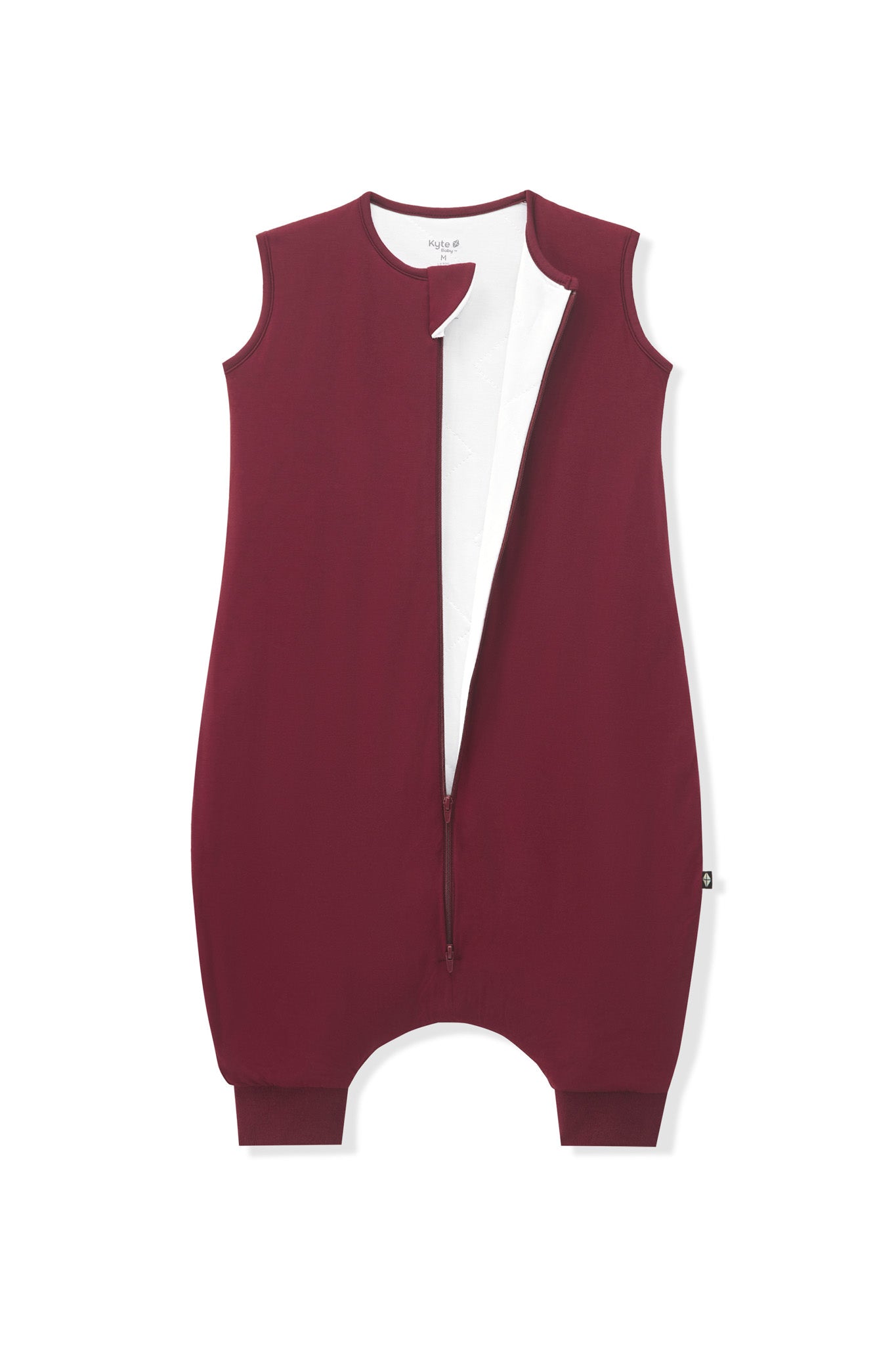 Sleep Bag Walker in Burgundy 1.0 shown unzipped on a white background