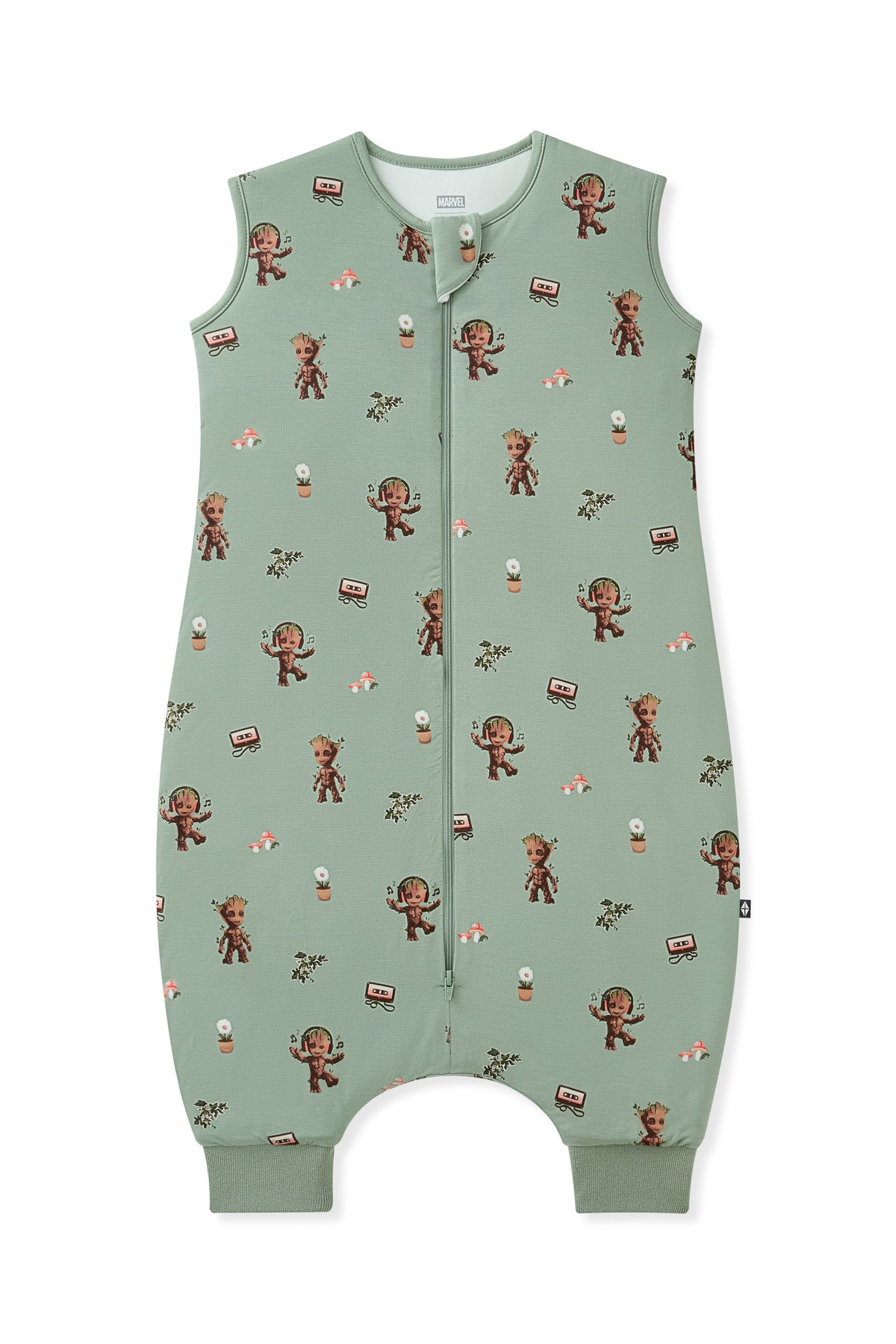 Green Sleep Bag Walker in Groot print on white background