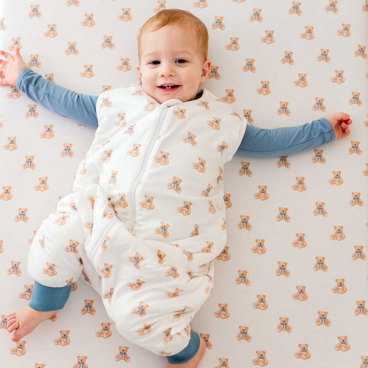Young toddler wearing Sleep Bag Walker in Teddy Bear 1.0