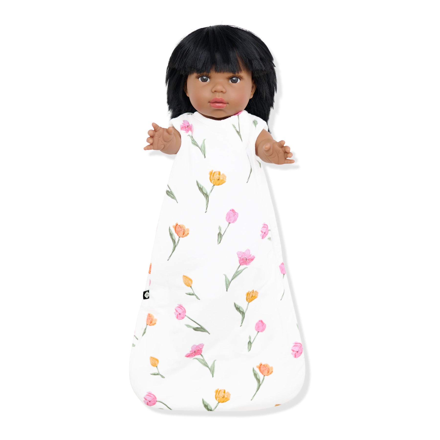 Baby Doll Sleep Bag in Tulip shown on a doll