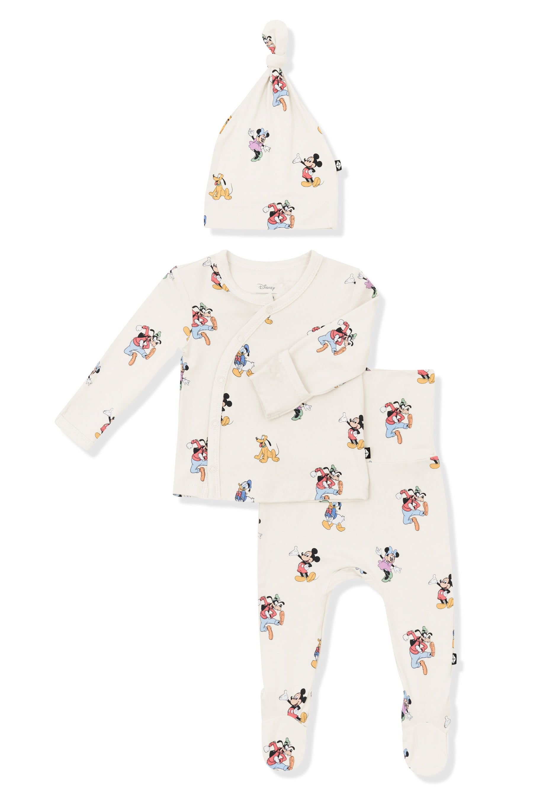 Baby Take Me Home Set with Cap with Mickey Mouse and Friends print on an oat background