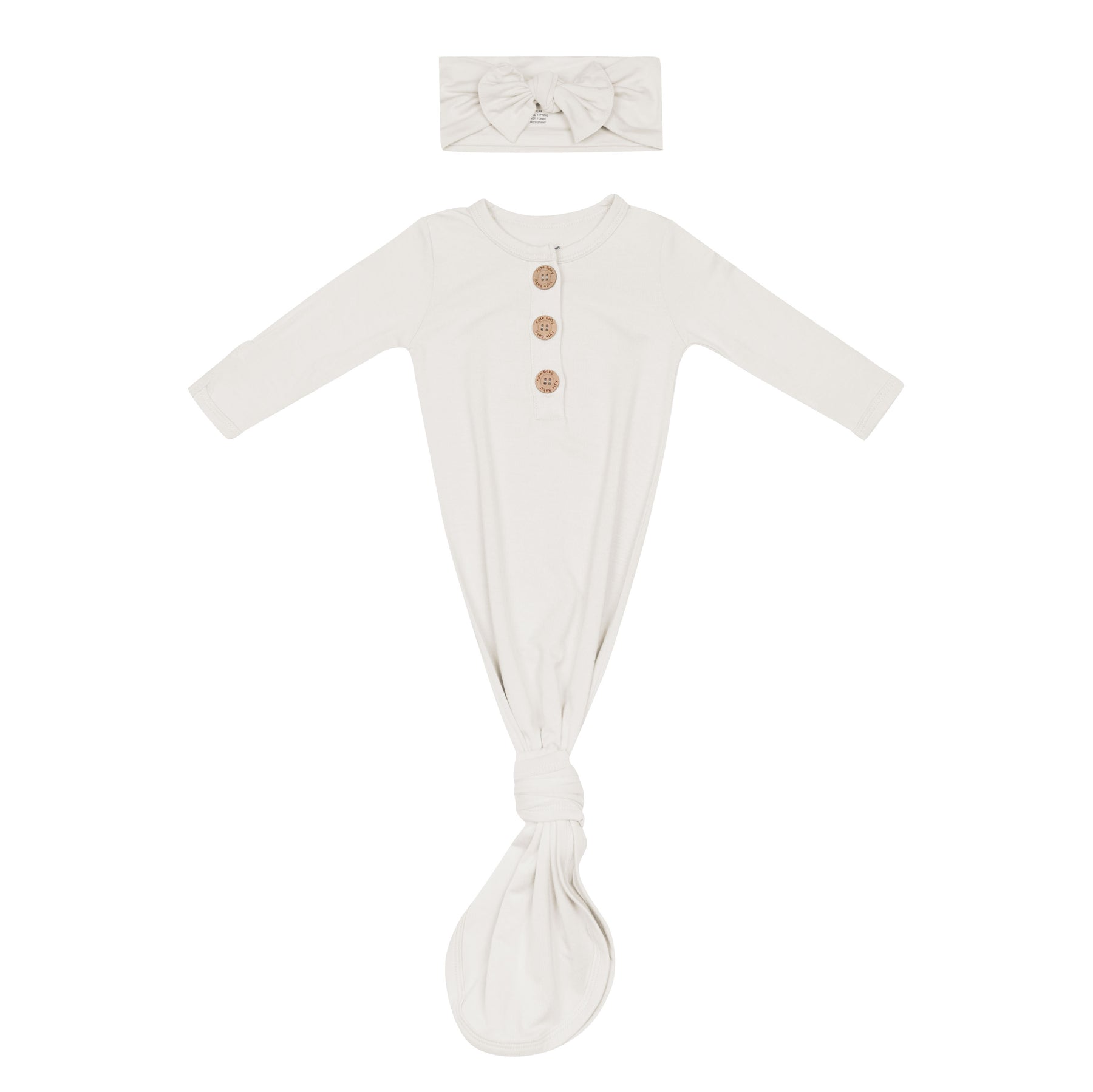 Cream Knotted Gown with Bow Set in Oat 