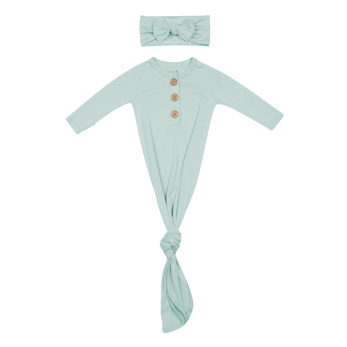Green Knotted Gown with Bow Set in Sage
