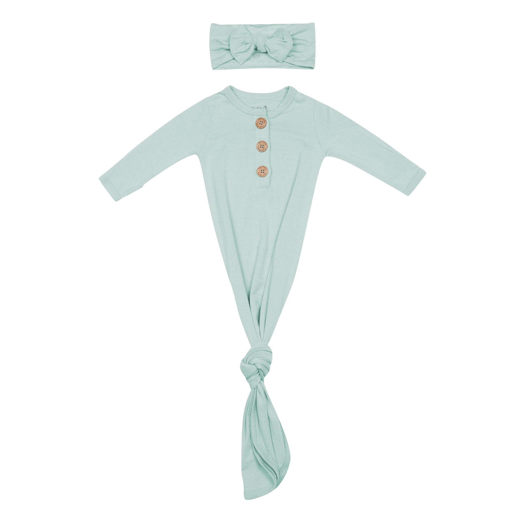 Green Knotted Gown with Bow Set in Sage