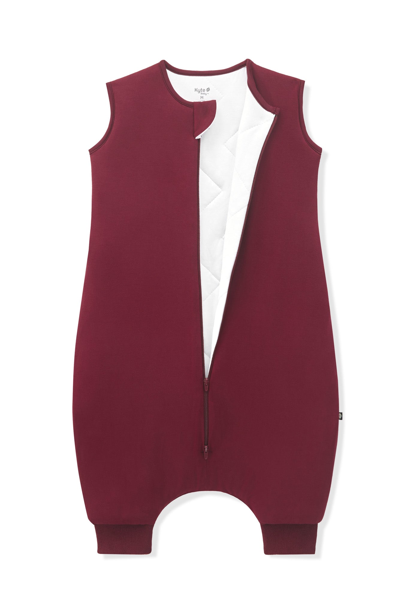 Sleep Bag Walker in Burgundy 2.5 shown unzipped on a white background