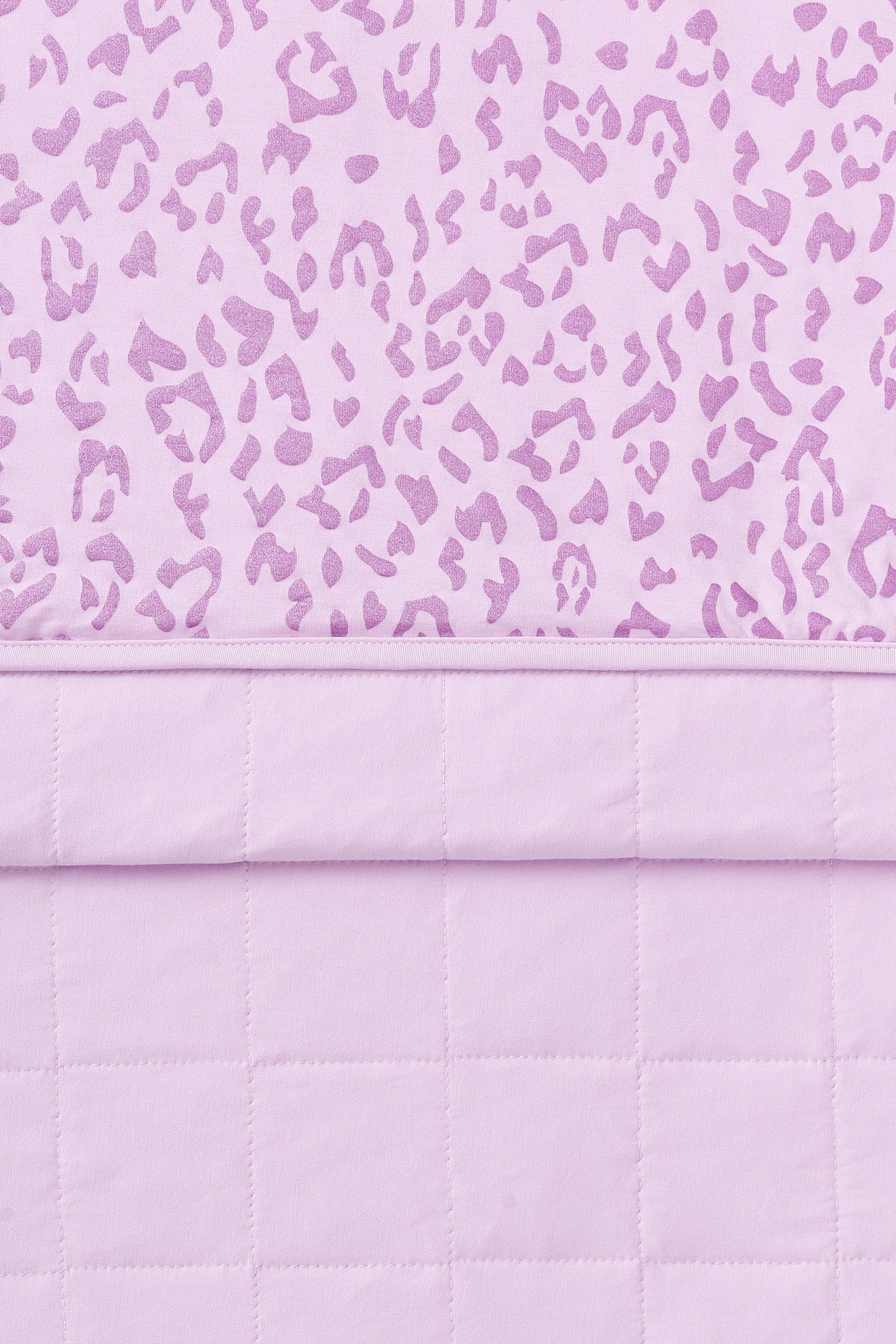 Front and back of Adult Quilted Blanket in Thistle Leopard print