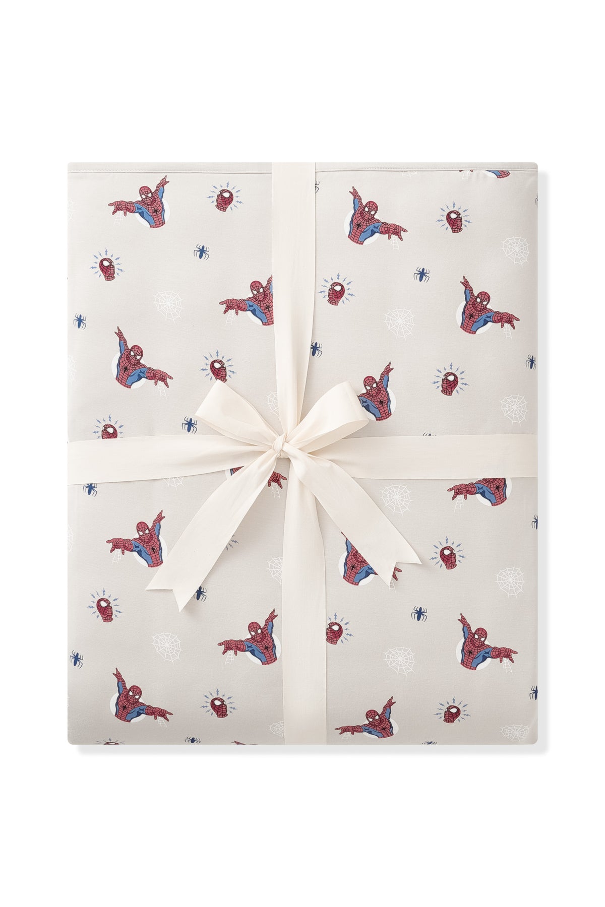 Oat Adult Quilted Blanket with Spider-Man 2.5 print packed with ribbon on a white background
