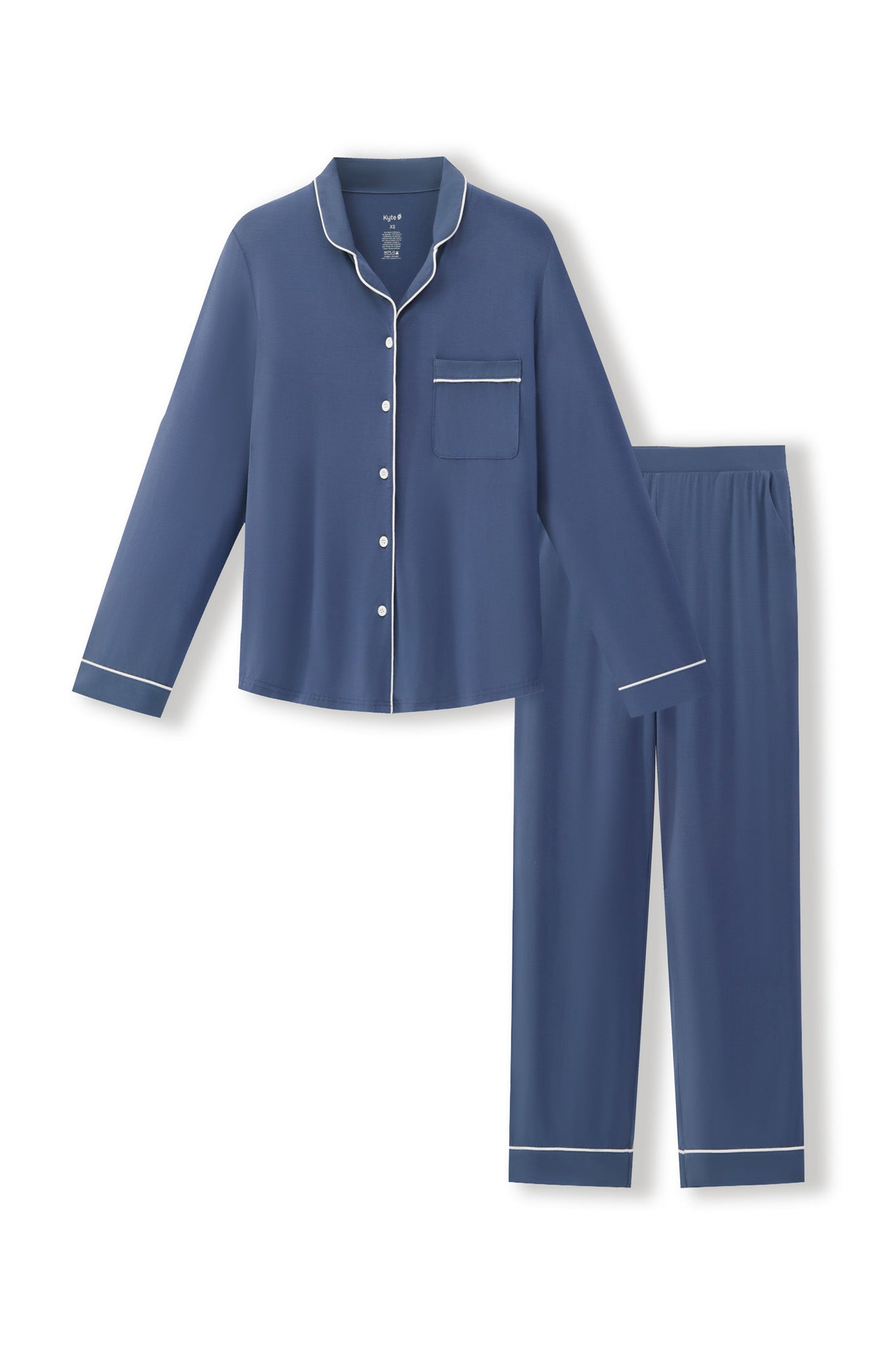 Long-Sleeved Women's Pajama Set in Oxford on a white background
