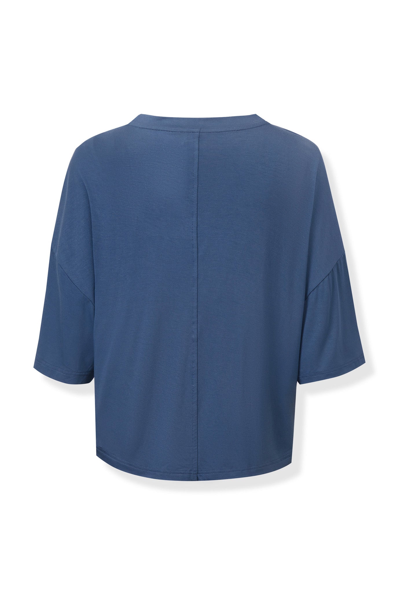 Back side of Women's Short Sleeve Boxy Tee in Oxford on a white background