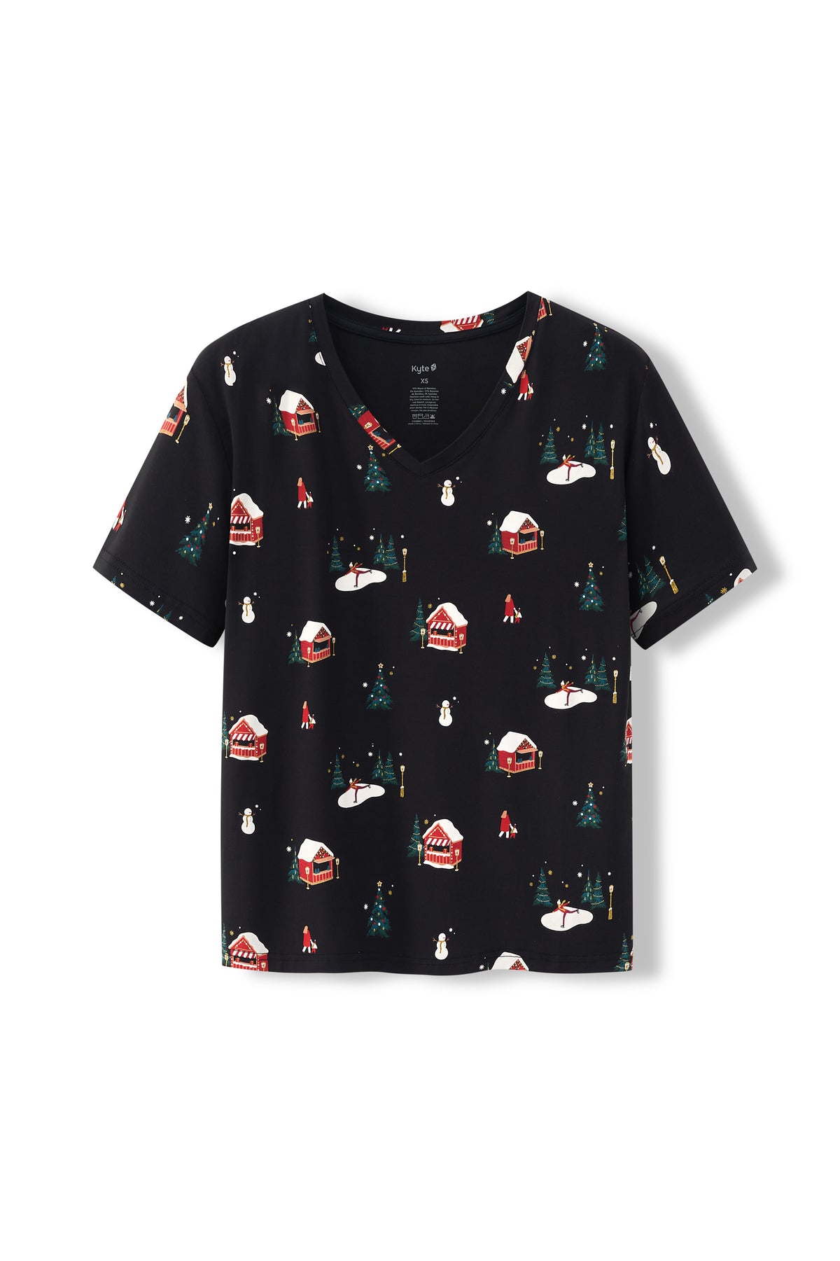 Women's Oversized V-Neck Tee in Winter Wonderland