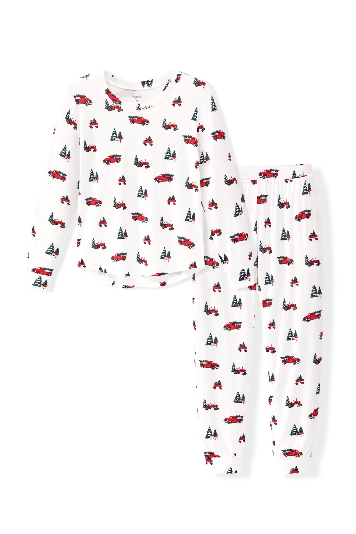 Women's Jogger Pajama Set in Holiday Tree Farm