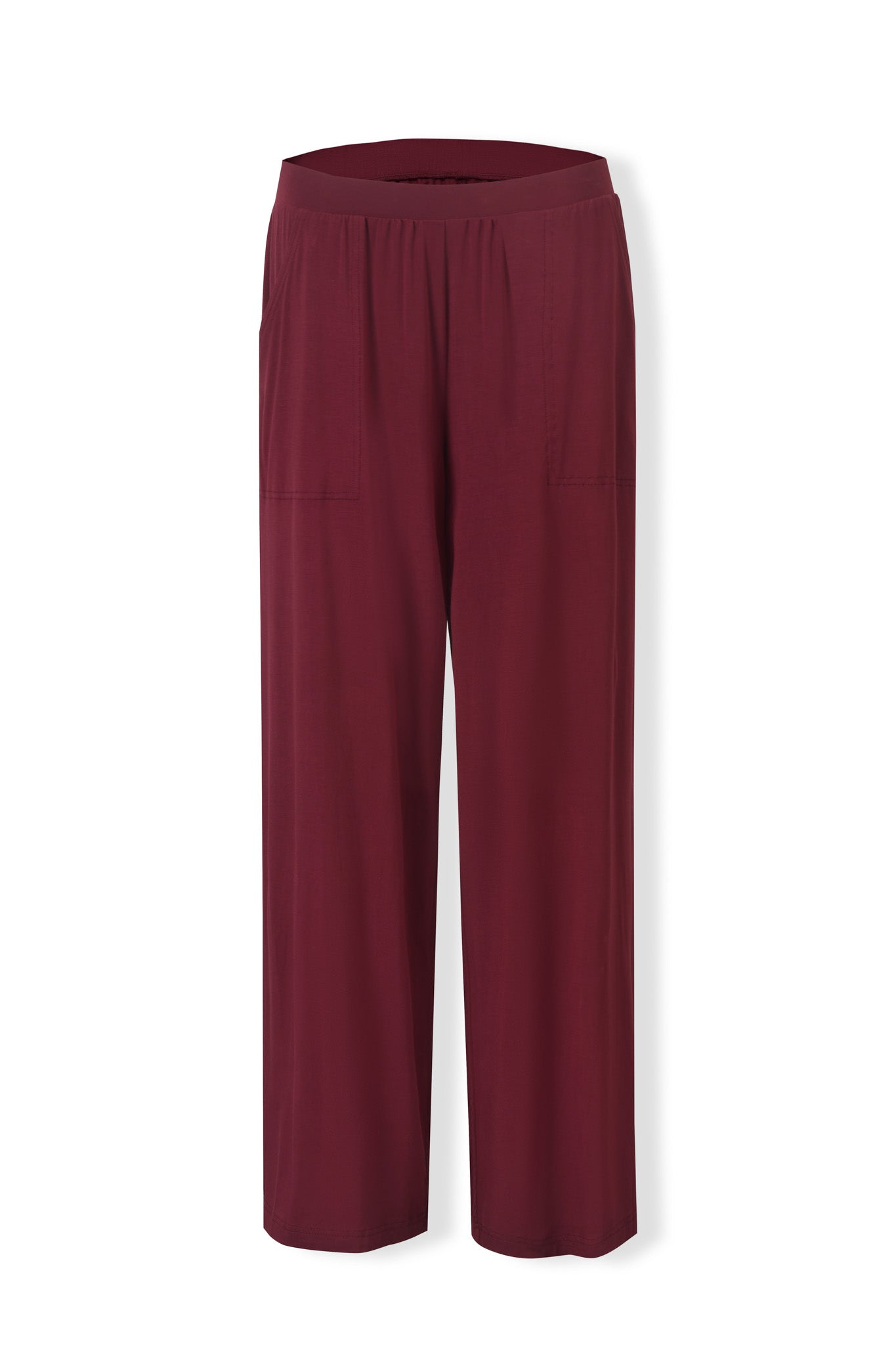 Women's Wide Leg Pant in Burgundy on a white background