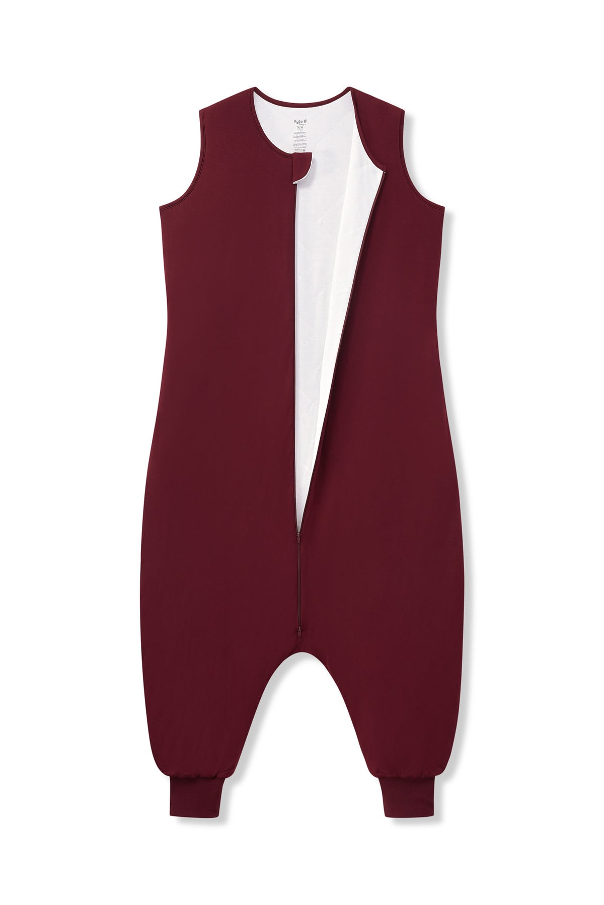 Adult Sleep Bag Walker in Burgundy shown unzipped on a white background