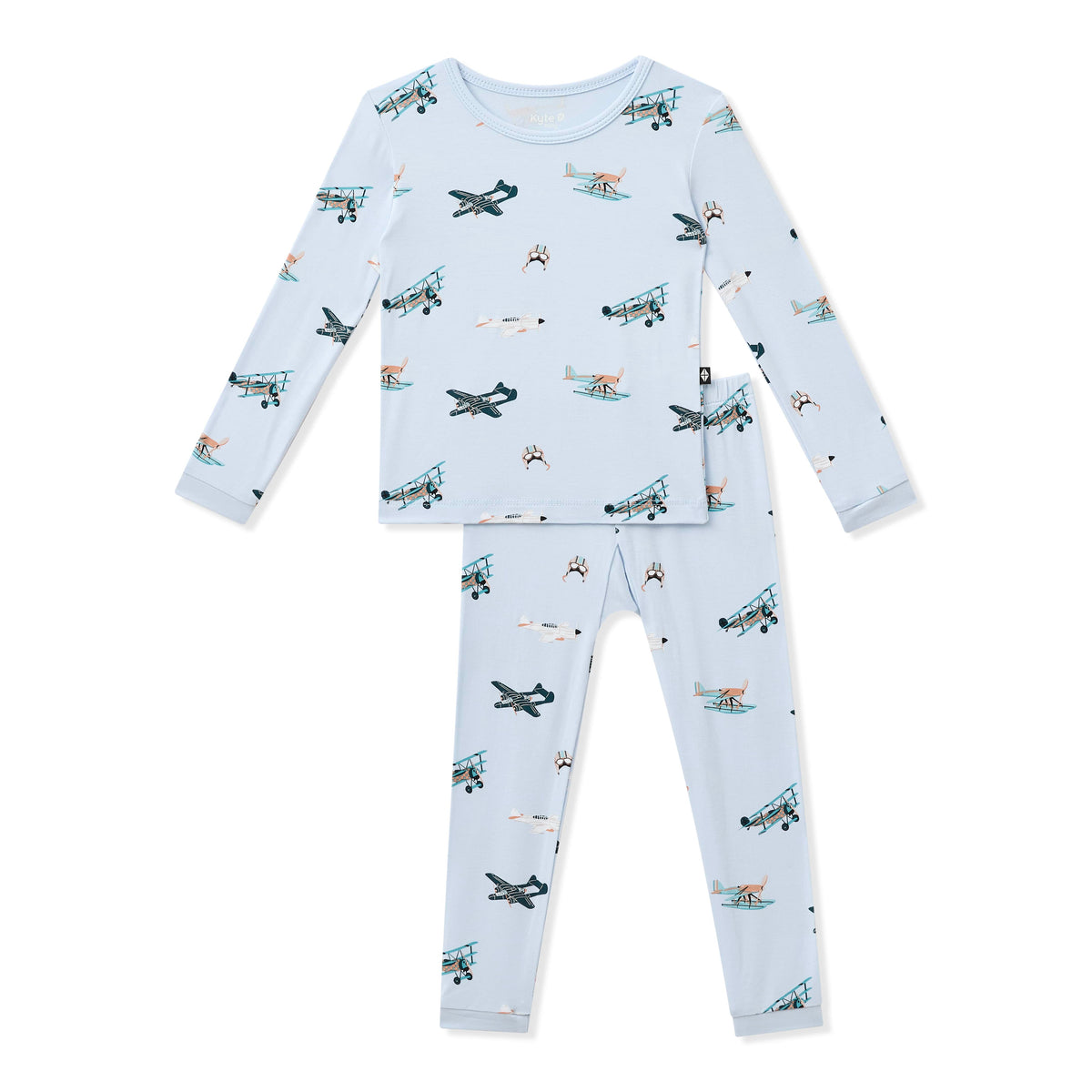 Product photo of the Long Sleeve Pajamas in Take Off on a white background