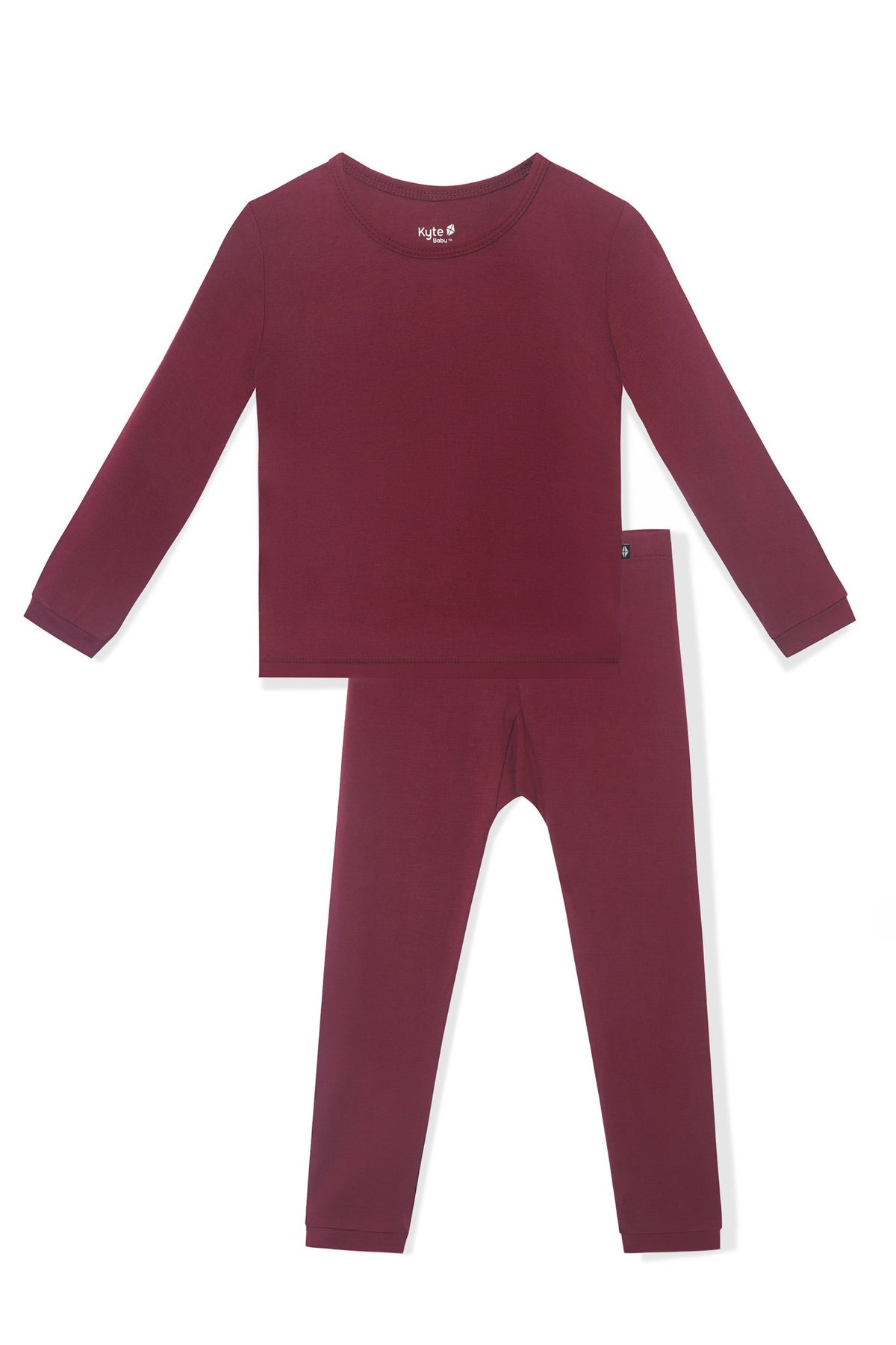 Long Sleeve Pajamas in Burgundy on a white background
