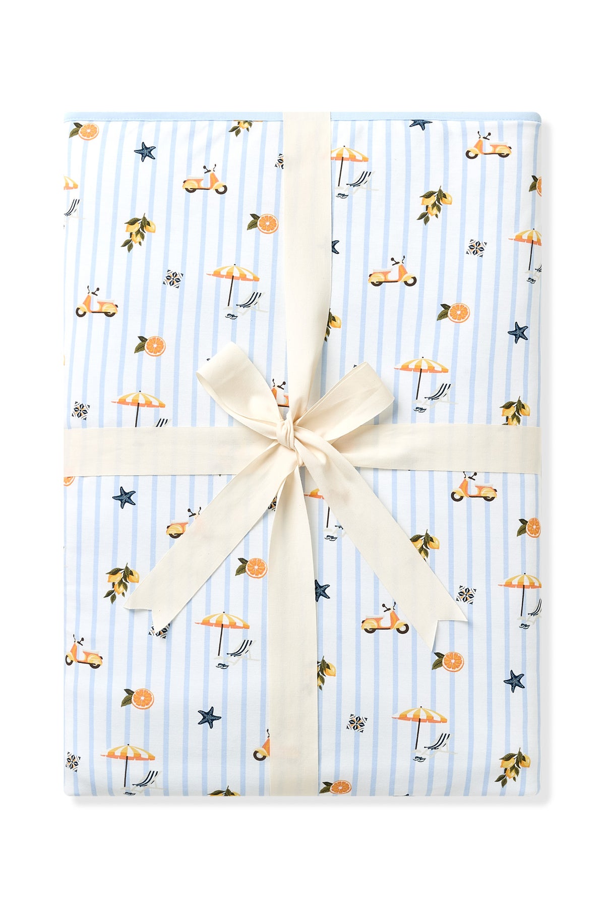 Youth Blanket in Amalfi Coast 1.0 shown tied in its linen bow