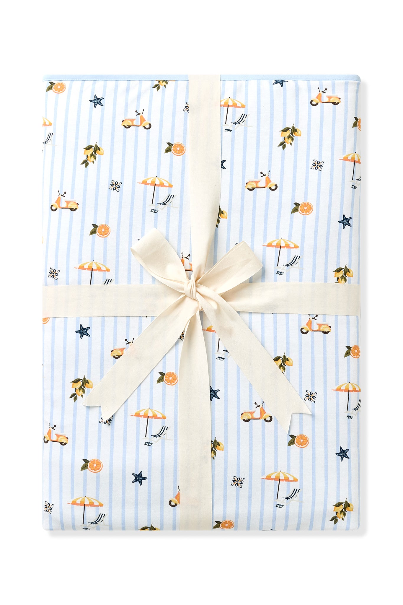 Youth Blanket in Amalfi Coast 1.0 shown tied in its linen bow