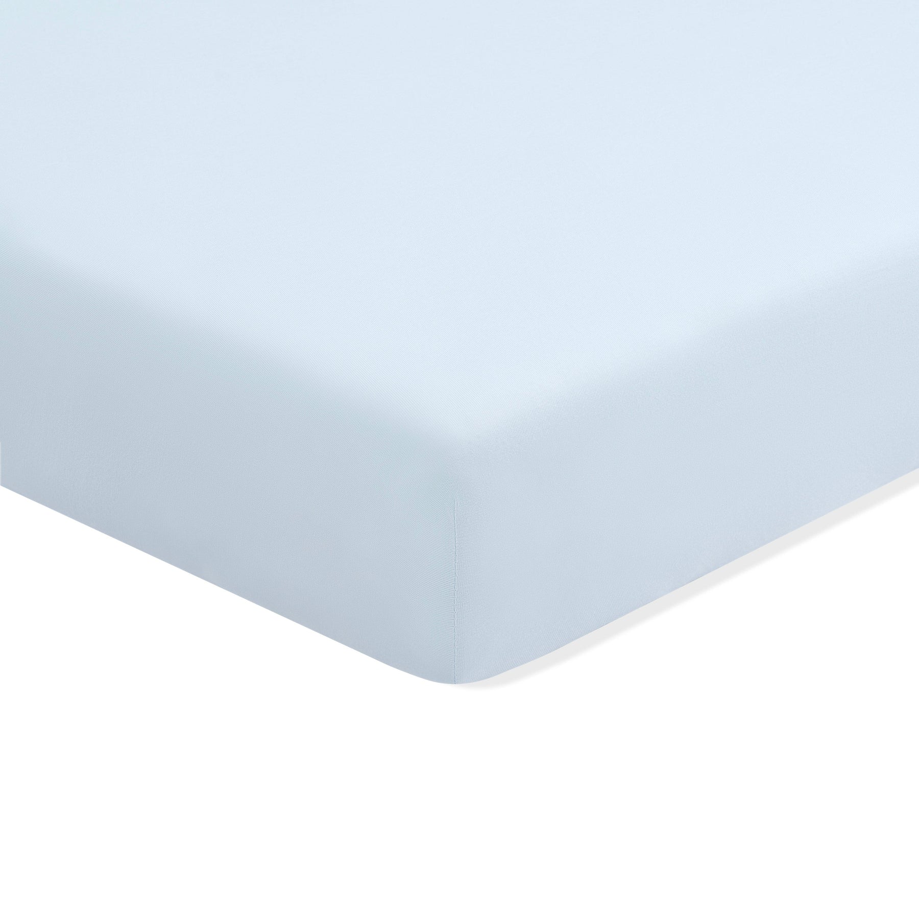 Crib Sheet in Breeze shown on a crib mattress