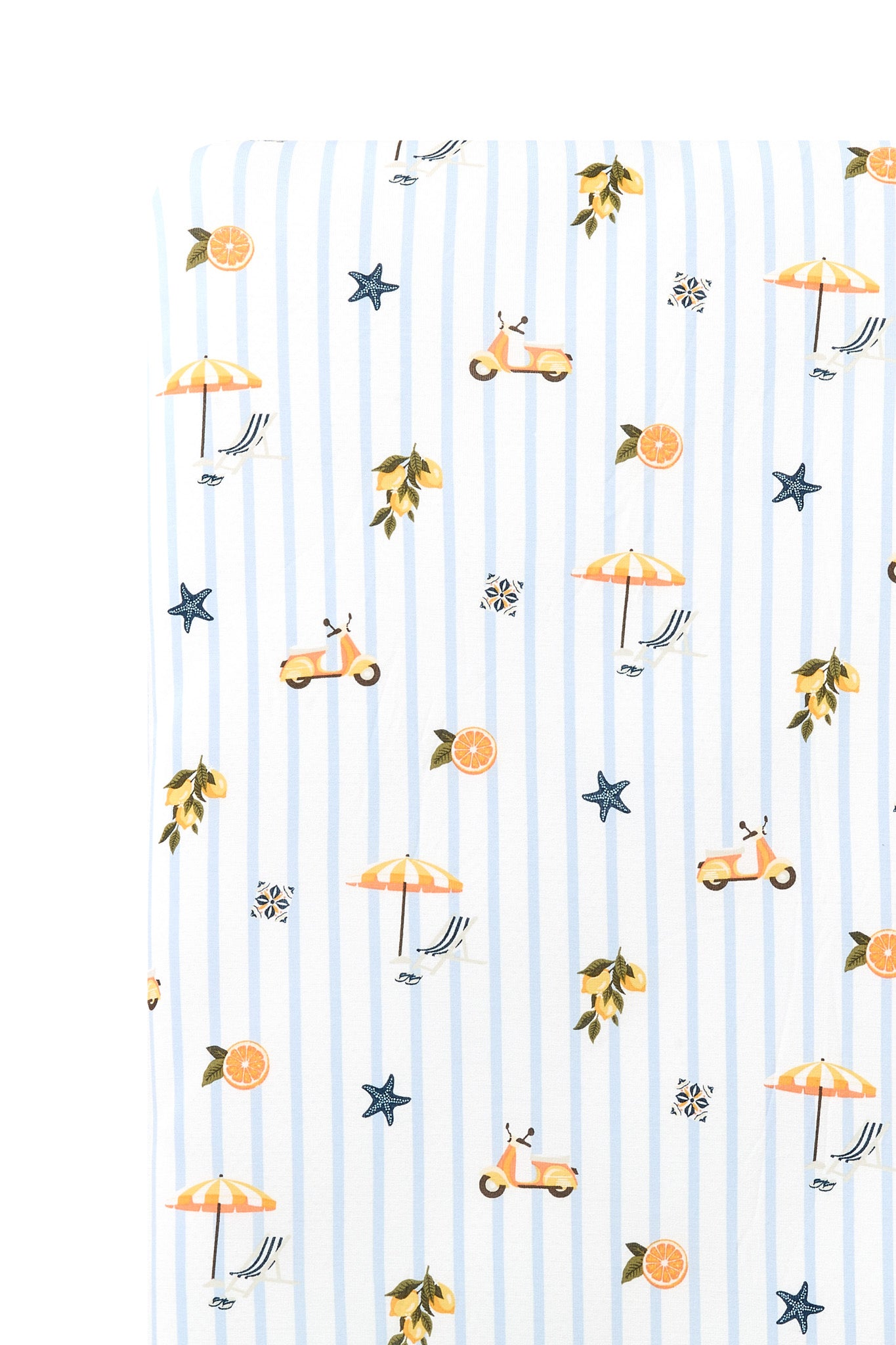 Close up of the Twin Sheet in Amalfi Coast shown on a mattress