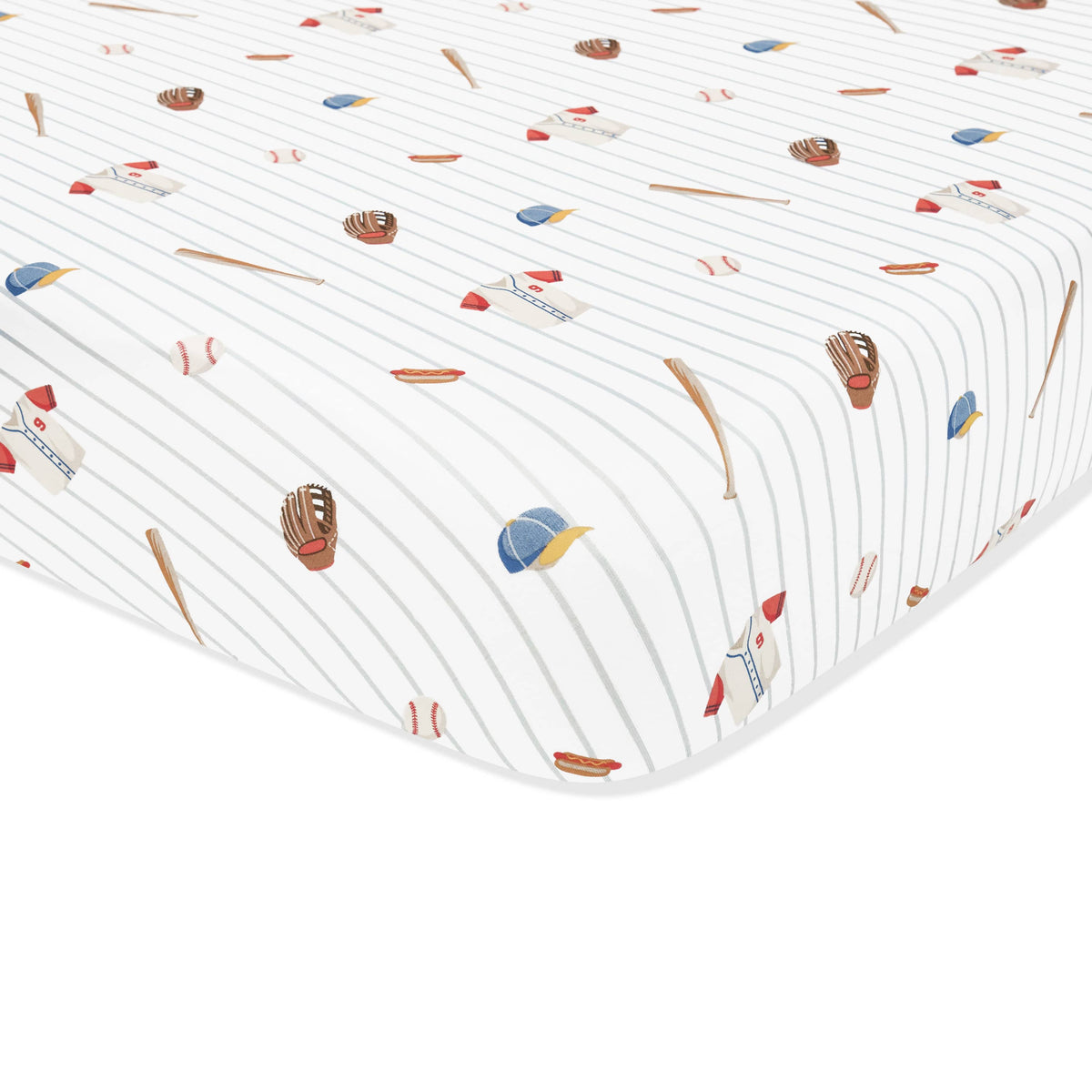 Corner of the Twin Sheet in Home Run shown on a mattress