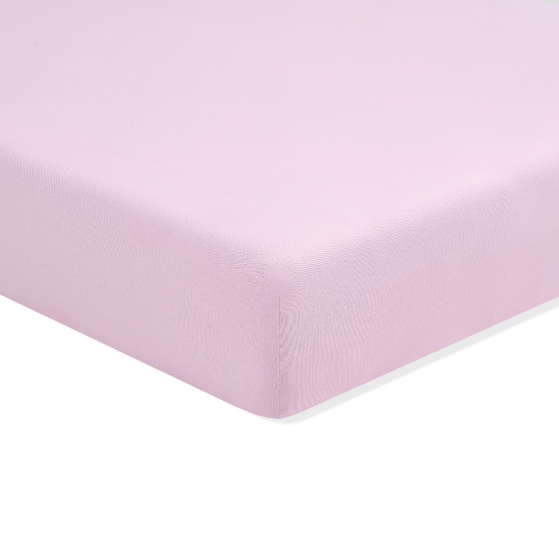 Solid light purple fitted sheet on a white background