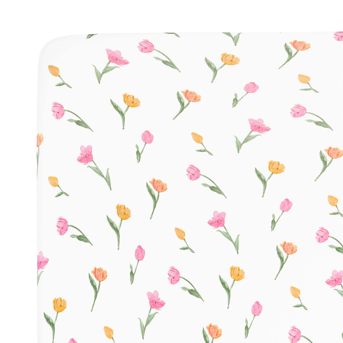 Close up of the Twin Sheet in Tulip shown on a mattress