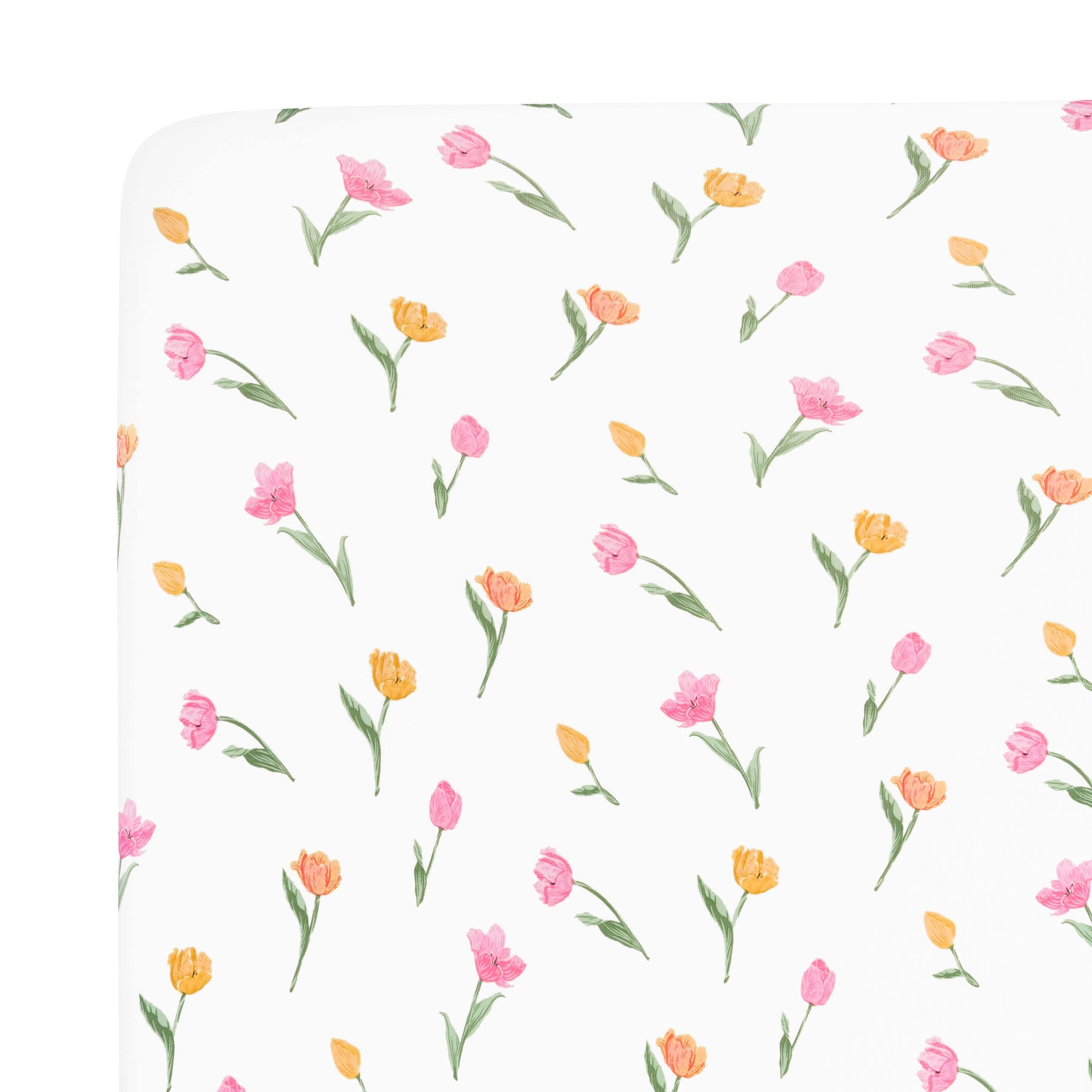 Close up of the Twin Sheet in Tulip shown on a mattress
