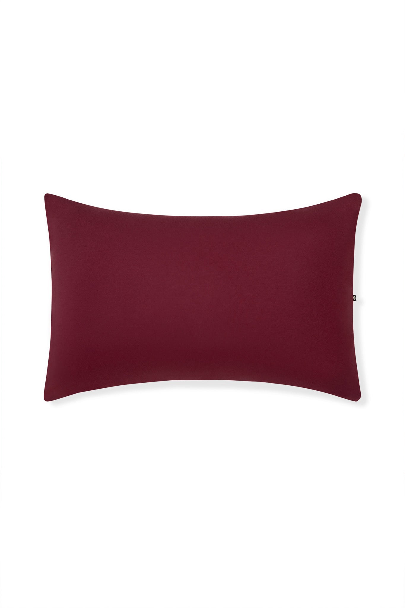 Front Side Standard Pillowcase in Burgundy on a white background
